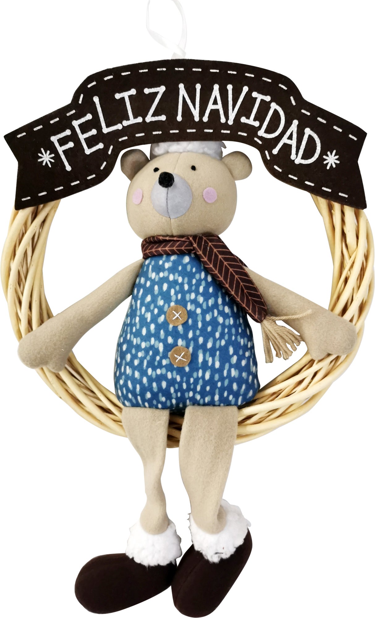 Figura de navidad corona navidad oso 34 cm