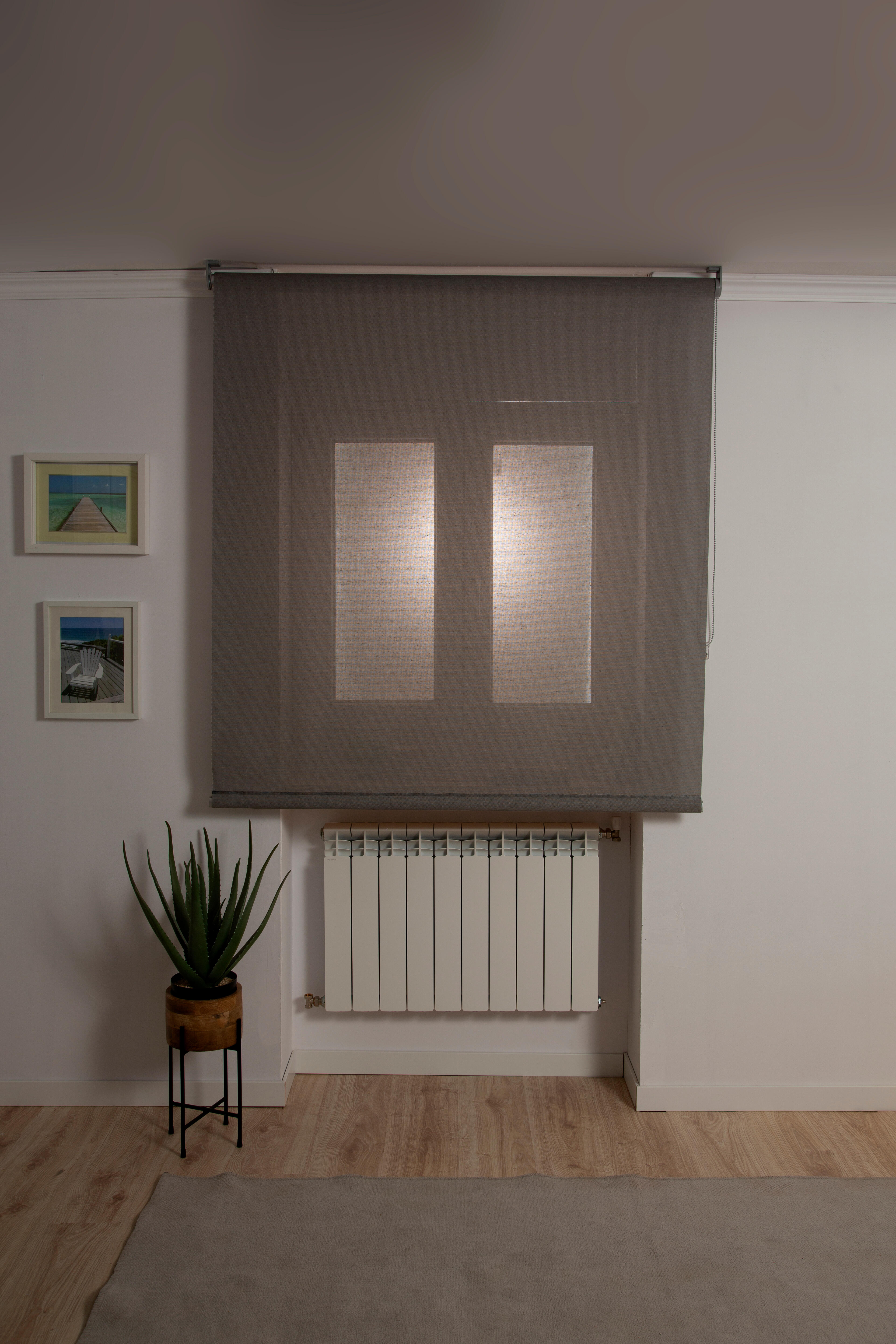 Estor enrollable screen 5% térmico con cadena Lino gris pvc liso gris oscuro de 135x250cm - 15