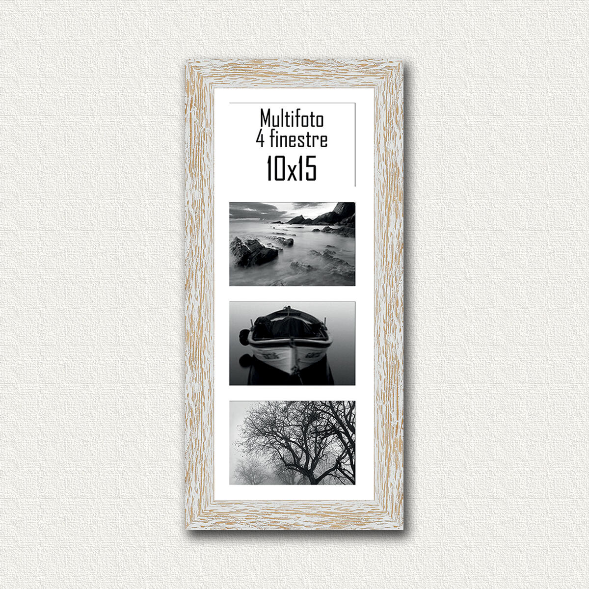 Cornice Gaia, bianco misure 26 x 56 cm per 4 fotografie - 2