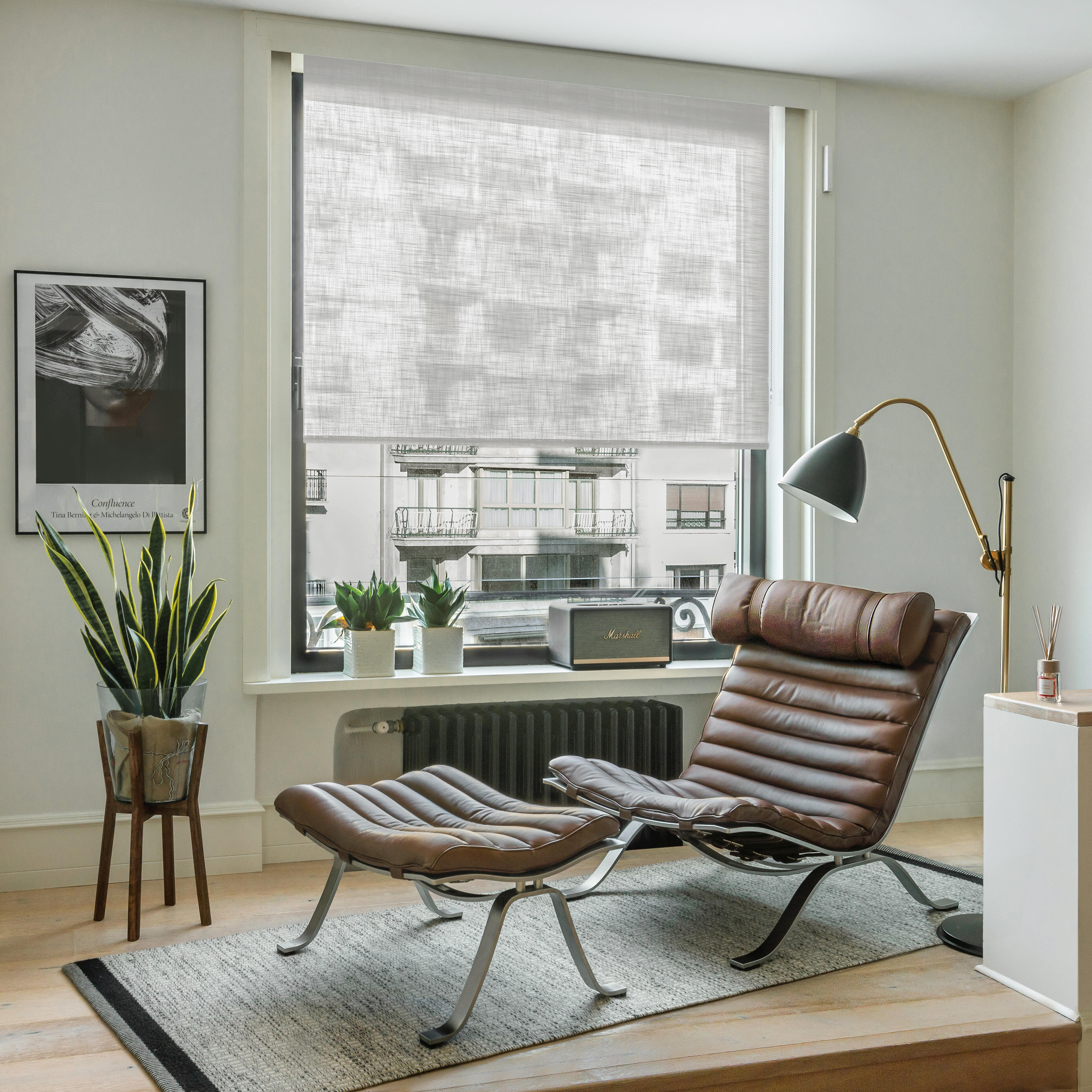 Estor enrollable translúcido solea blanco de 75x220cm