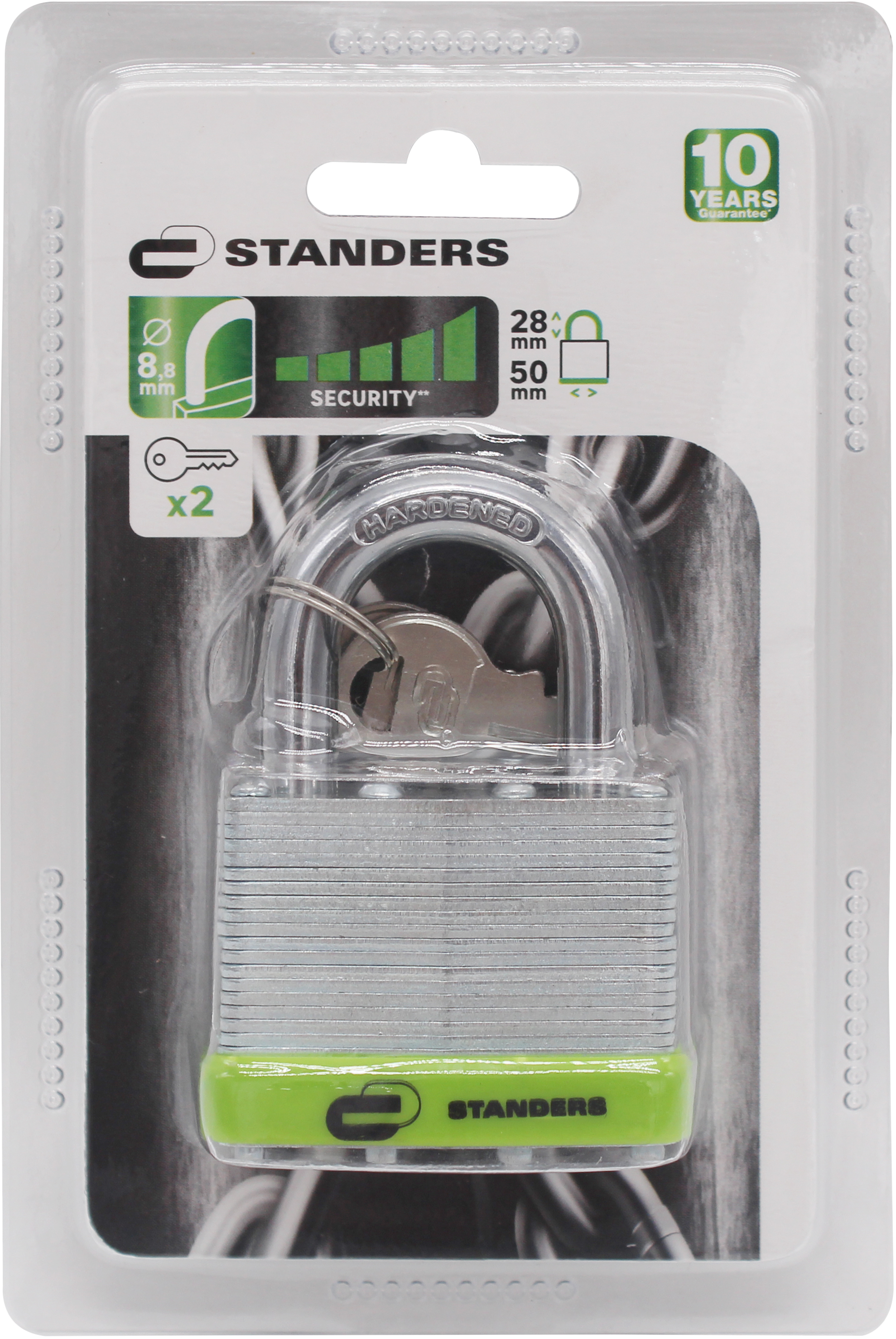Candado de grilletes con cuerpo acero zincado y asa de  acero cromado - 8