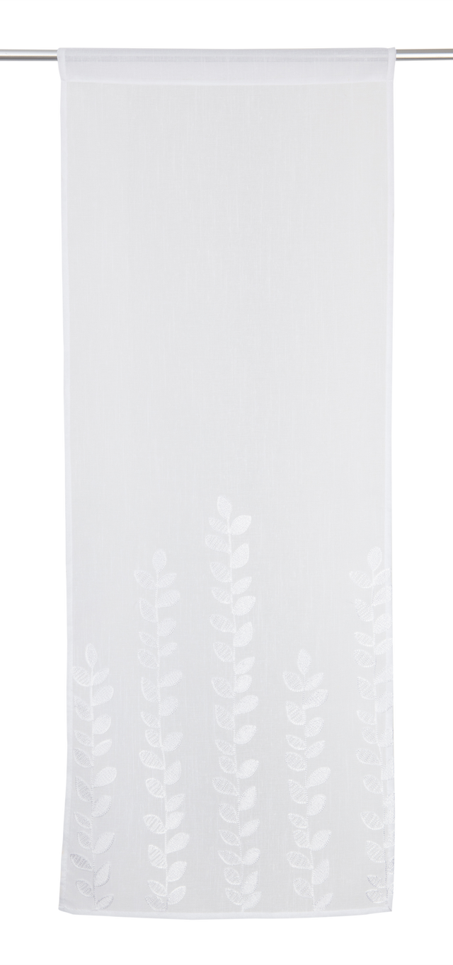 Visillo tendina pasabarras Veraz poliéster de 90x210cm flor blanco