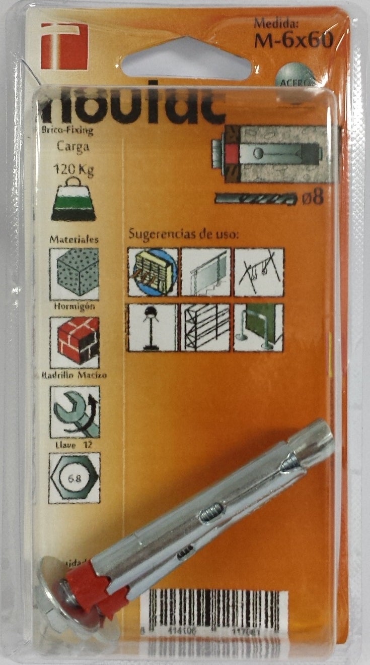 2 tacos de metal con tornillo para material macizo de Ø8x60 métrica 6 - 5