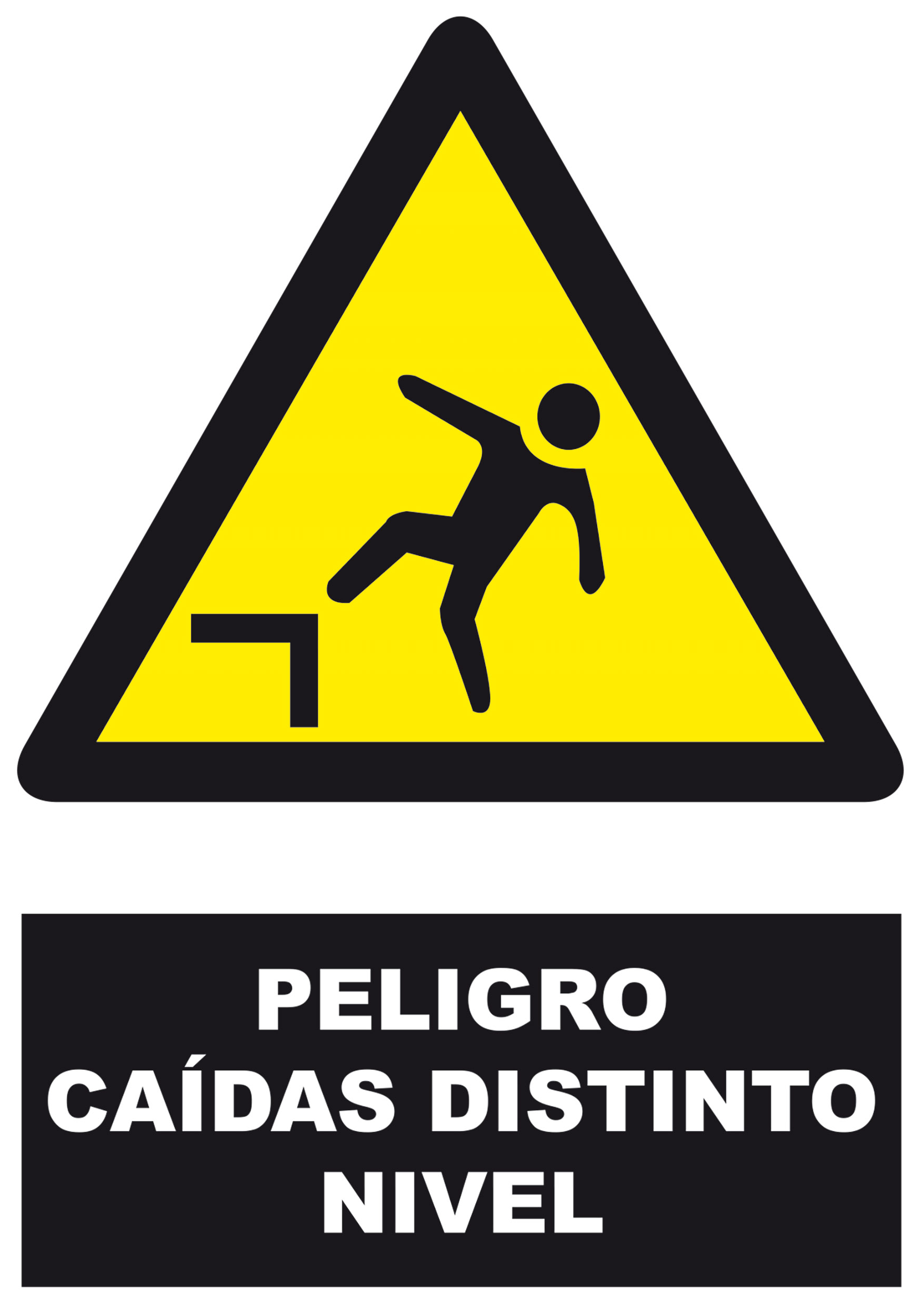 Cartel peligro caidas por nivel 34x23cm