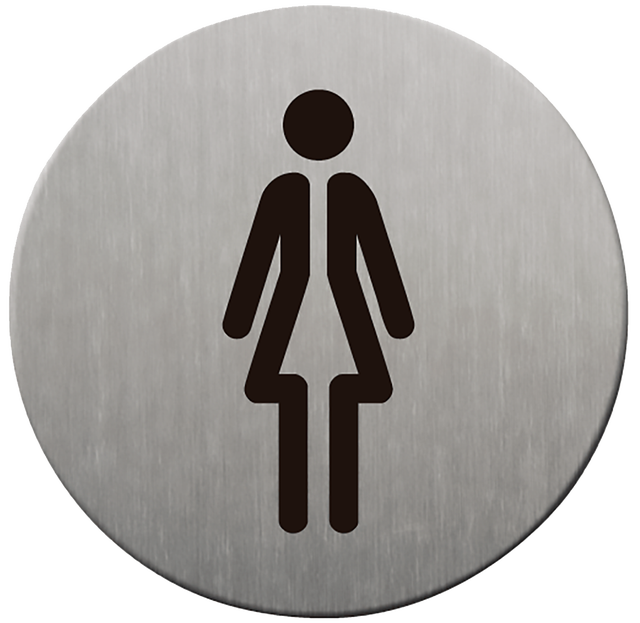 Placa de sinalização ALUMINIO REDONDO WC FEMININO D9CM