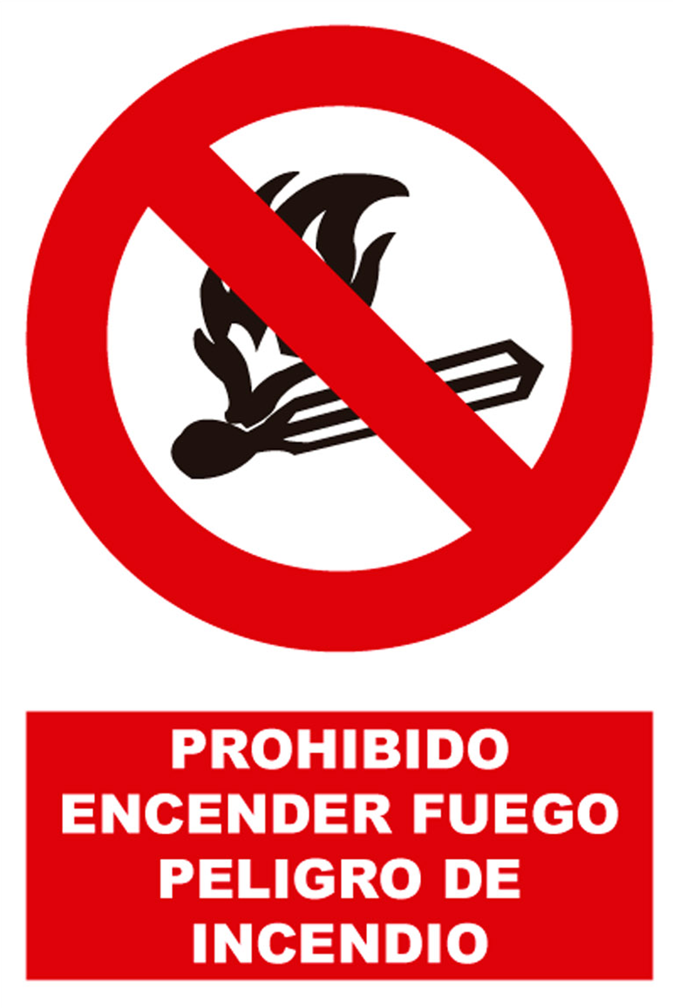 Cartel prohibido encender fuego 17x25 cm