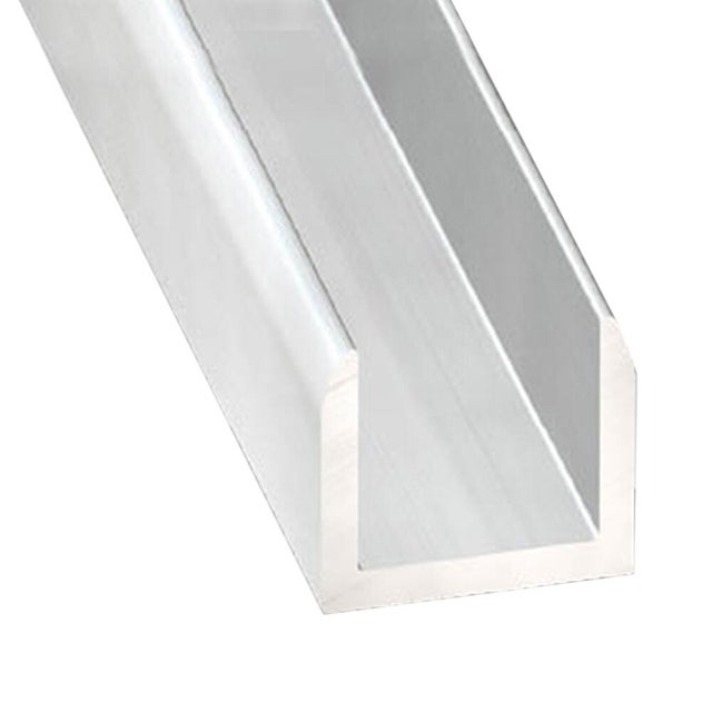 Perfil forma en U de aluminio gris, Alt.2 x An.2 x L.200 cm