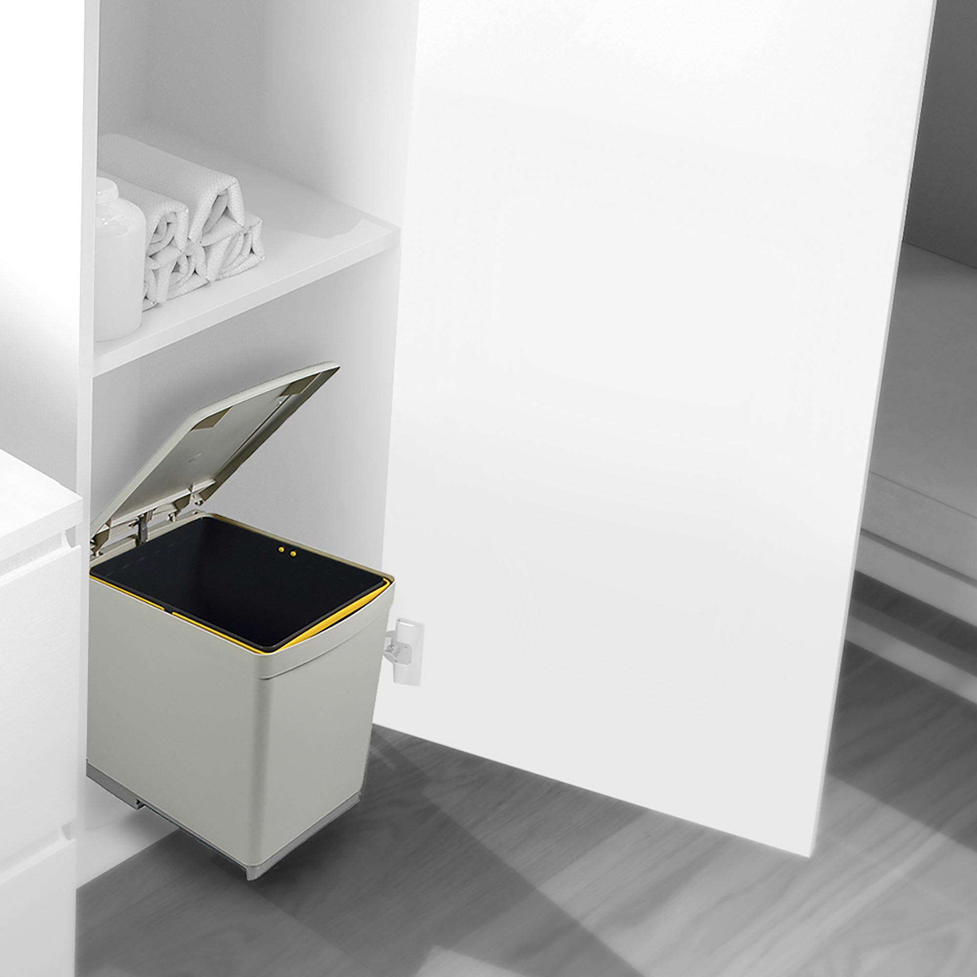 Balde do lixo reciclável com tampa automática para móvel de cozinha 16litros plástico cinza Emuca - 2