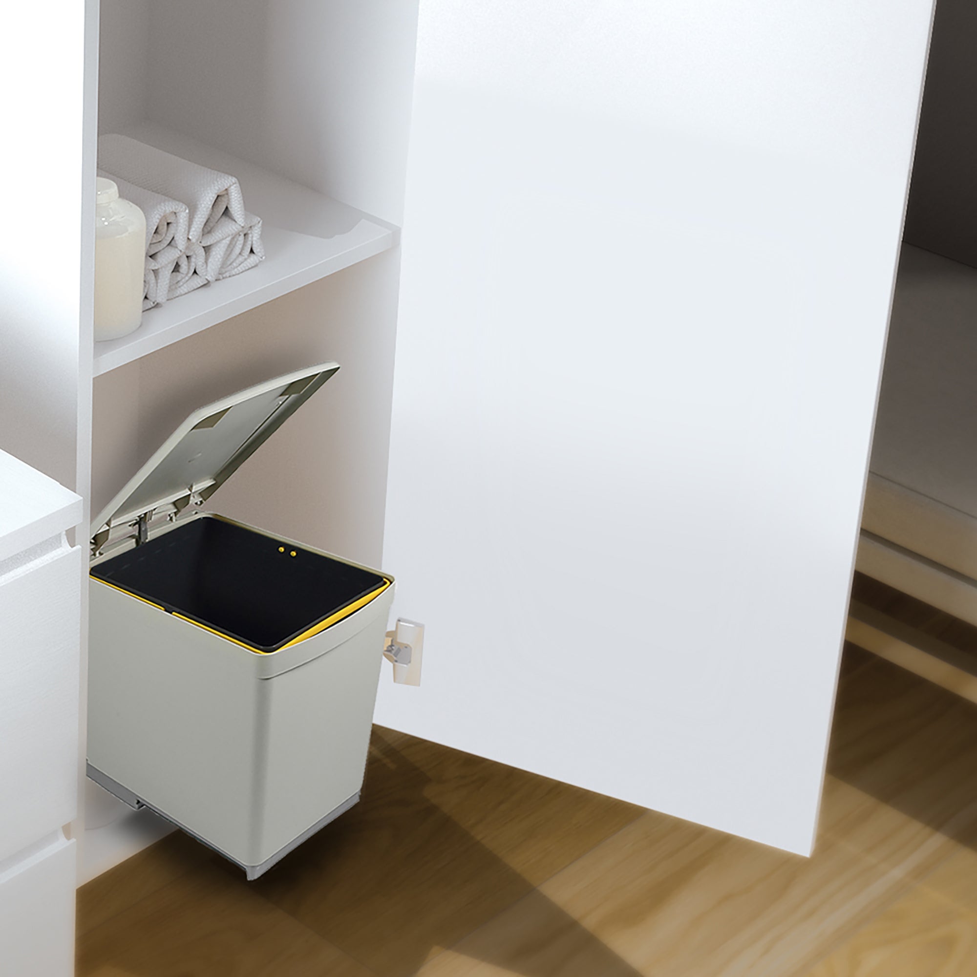 Balde do lixo reciclável com tampa automática para móvel de cozinha 16litros plástico cinza Emuca - 3