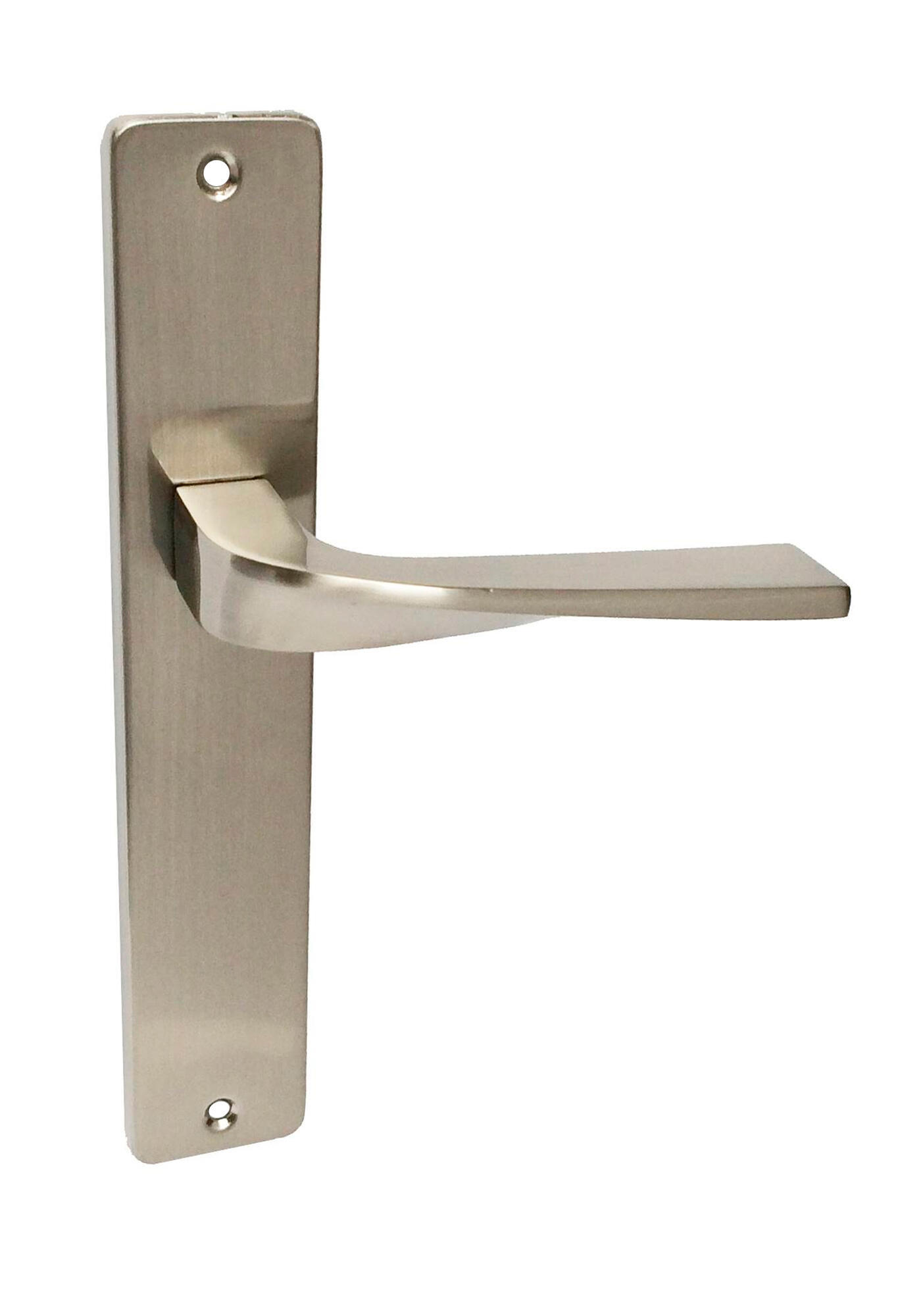 Juego de manilla de puerta maxim de zamak satinado con bocallave a 47 mm