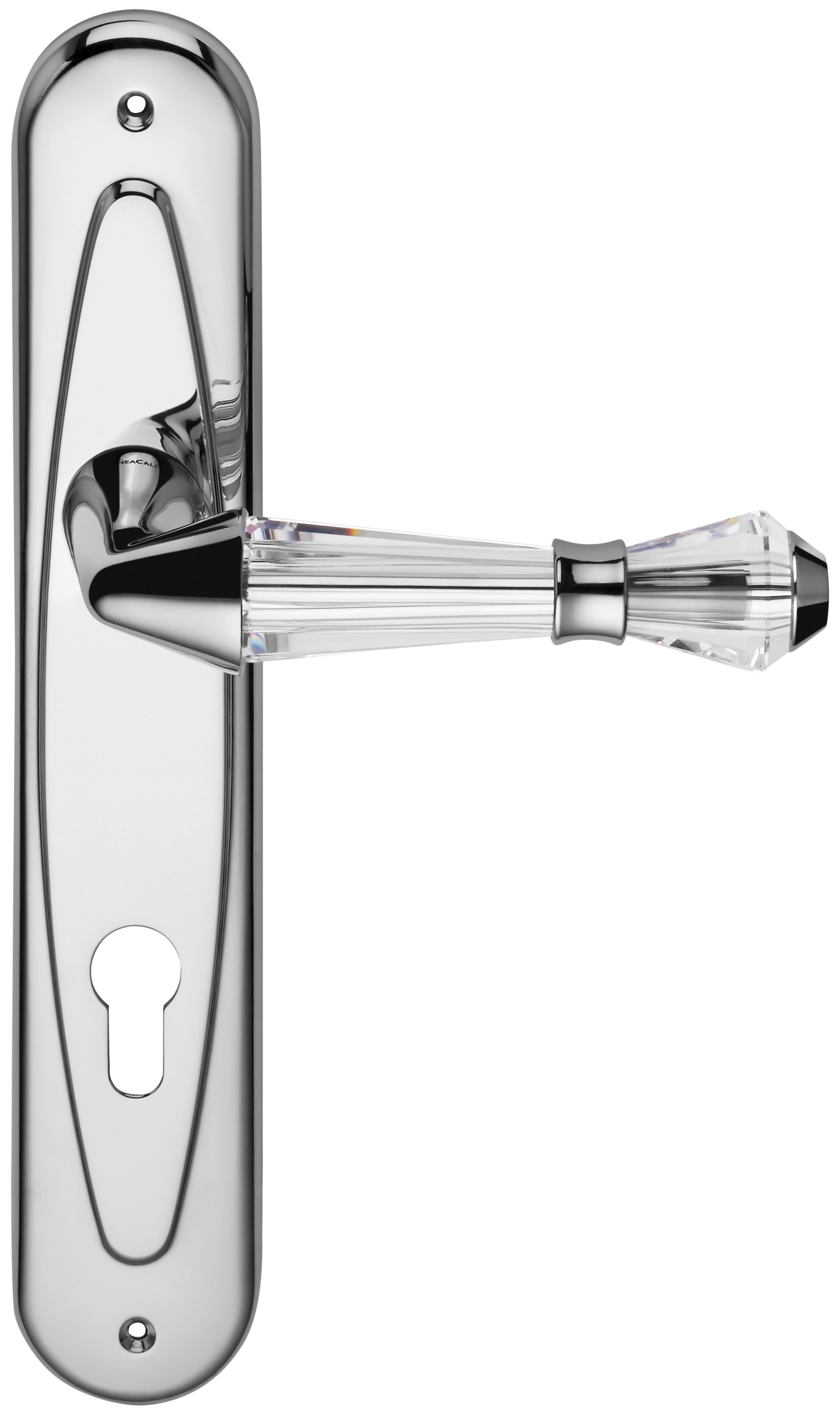 Manilla con placa para puerta prisma contemporánea de latón swarovski