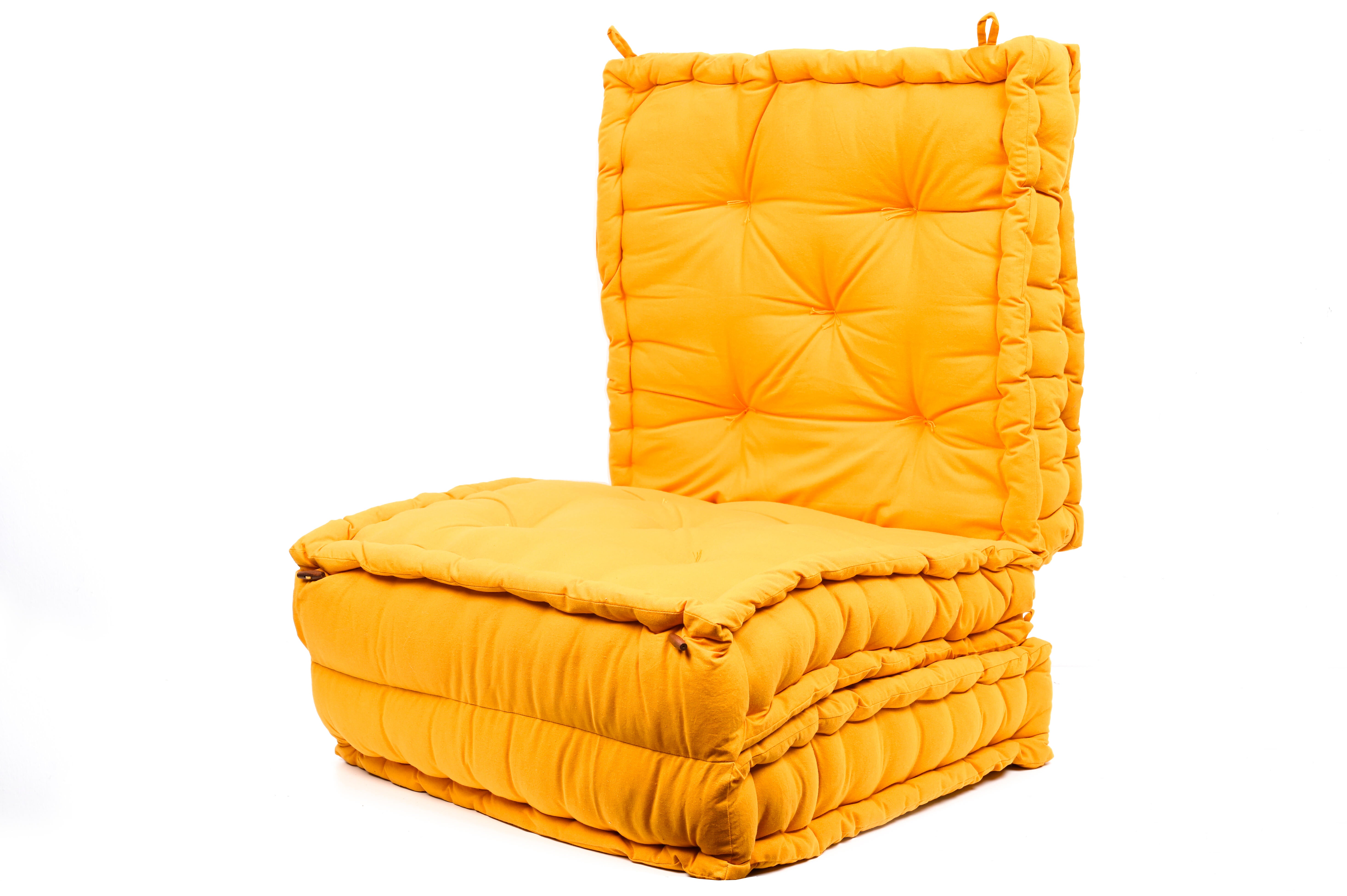 Cuscino da pavimento Futon Pouf Flexible effetto cotone giallo / dorato 60 x 60 cm - 8