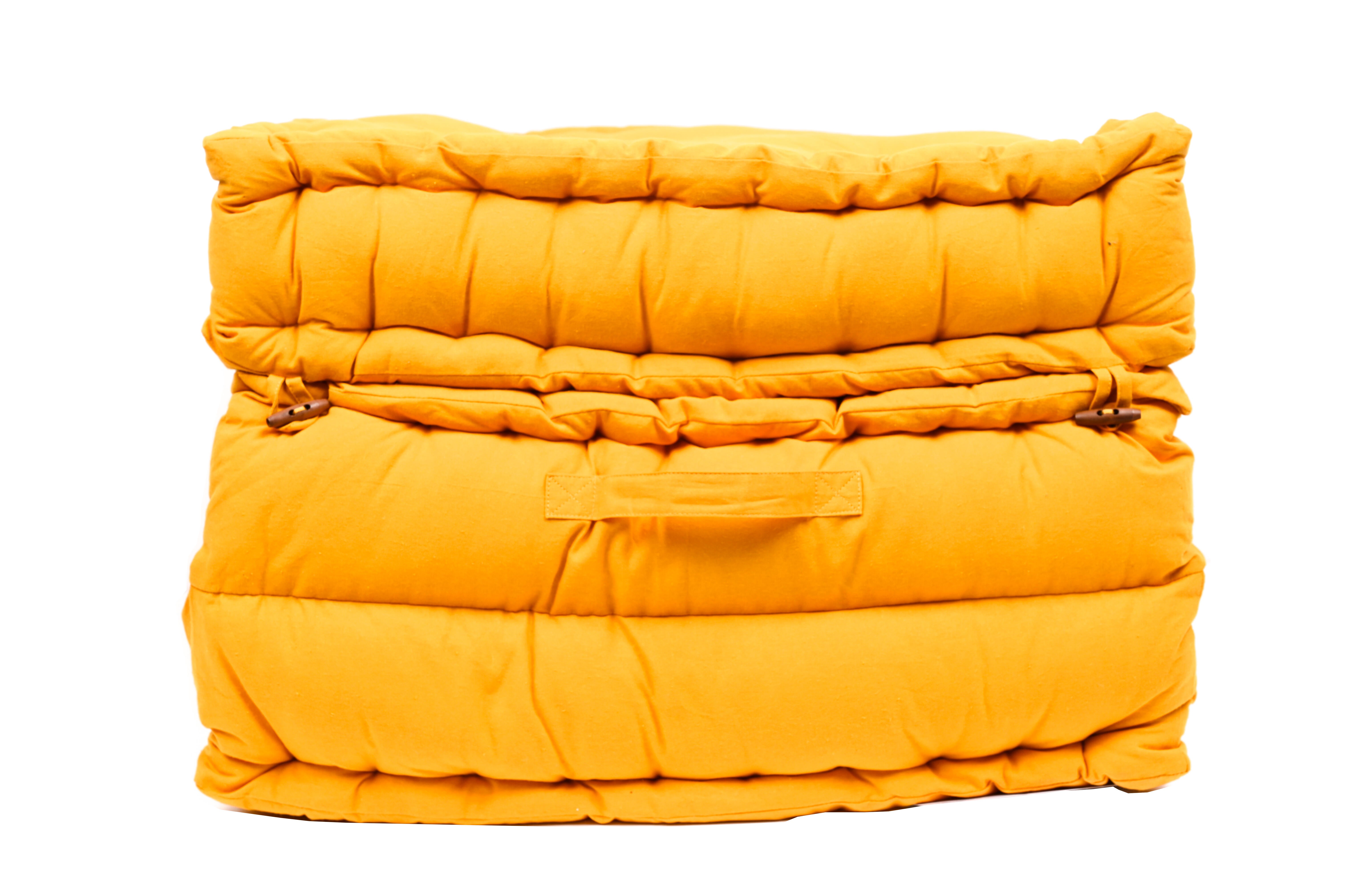 Cuscino da pavimento Futon Pouf Flexible effetto cotone giallo / dorato 60 x 60 cm - 7