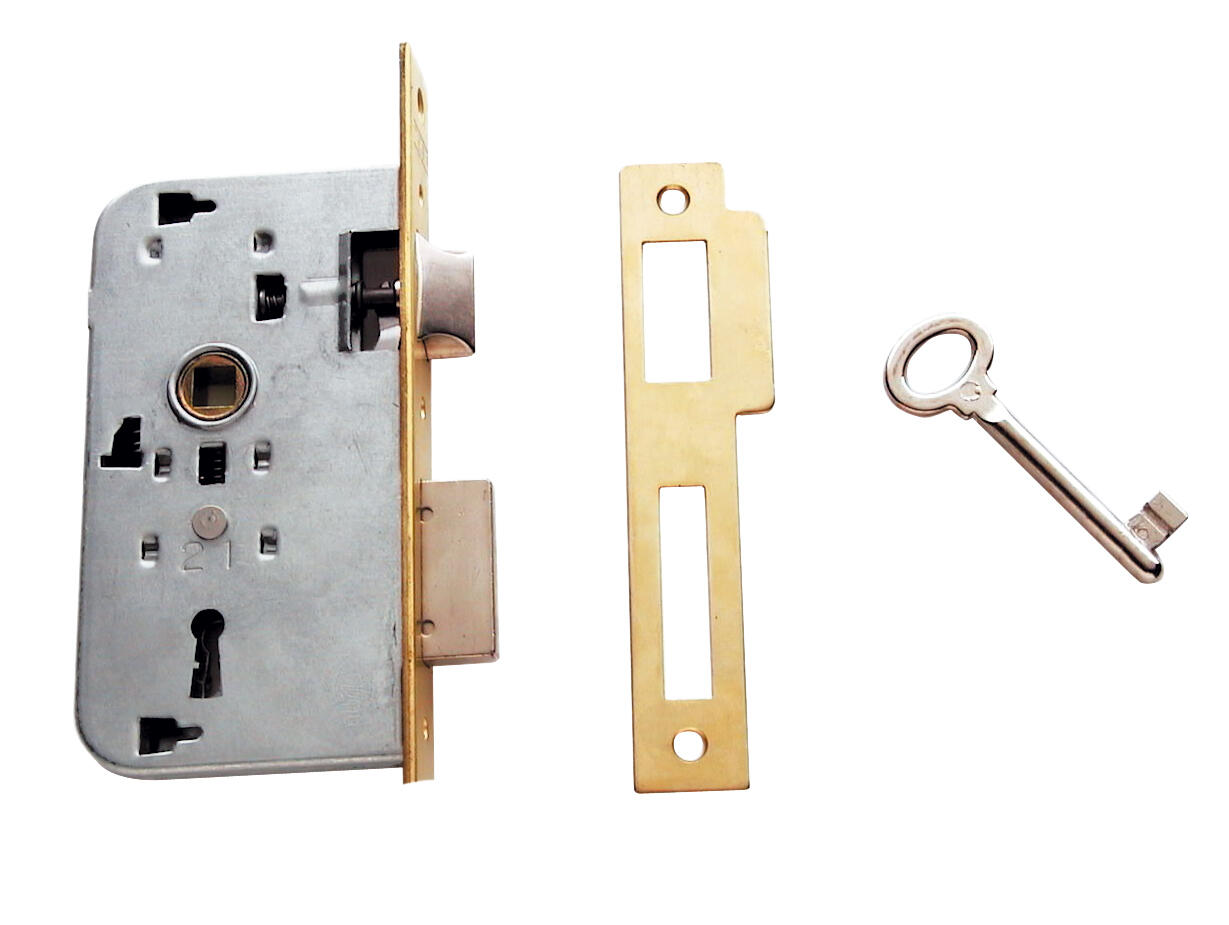 Cerradura de embutir dorado de 30 mm de entrada y 30 mm entre eje