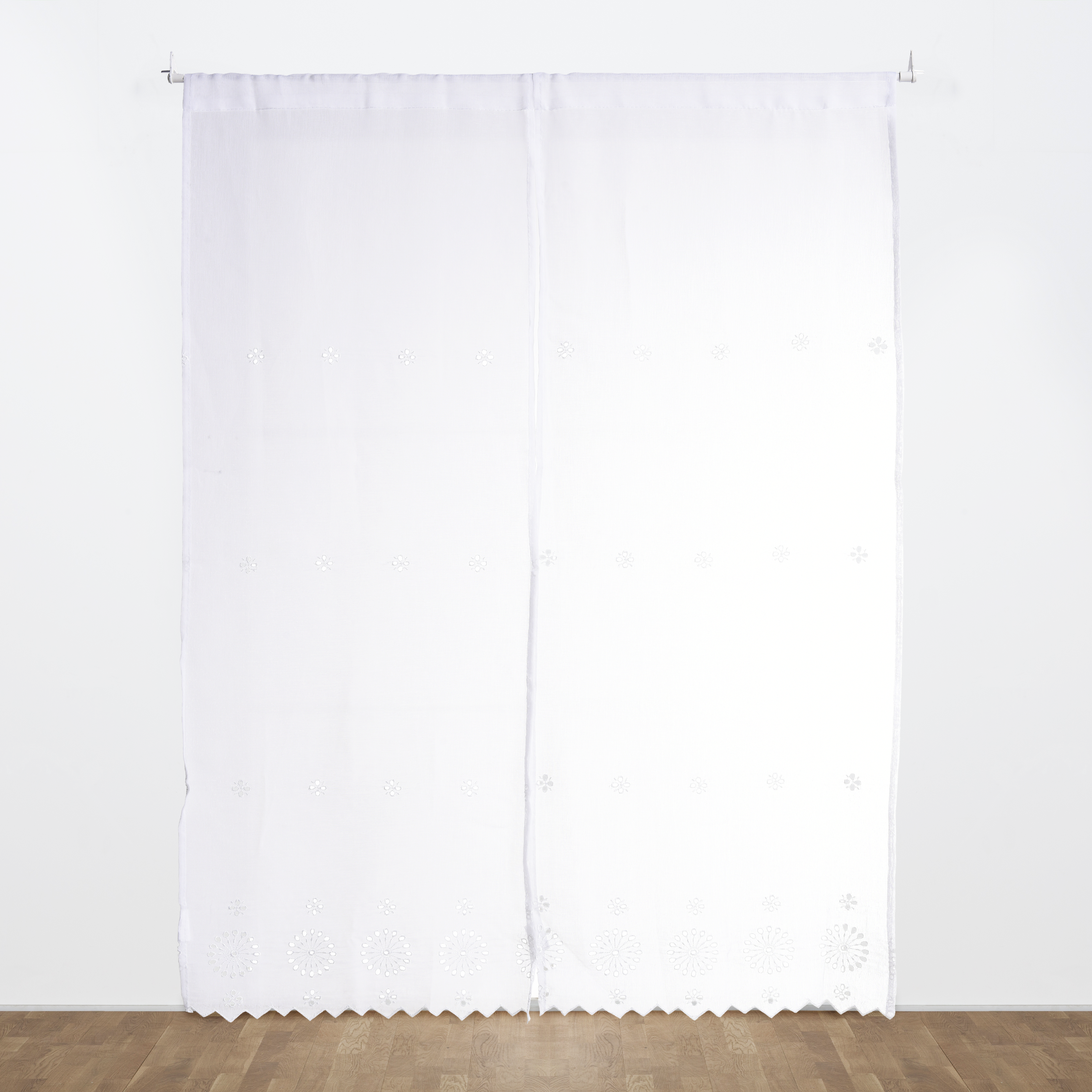 2 visillos tendina pasabarras gina liso blanco de 45x120cm
