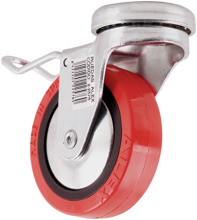 Roda com travão 360º 60MM 40KG VERMELHO