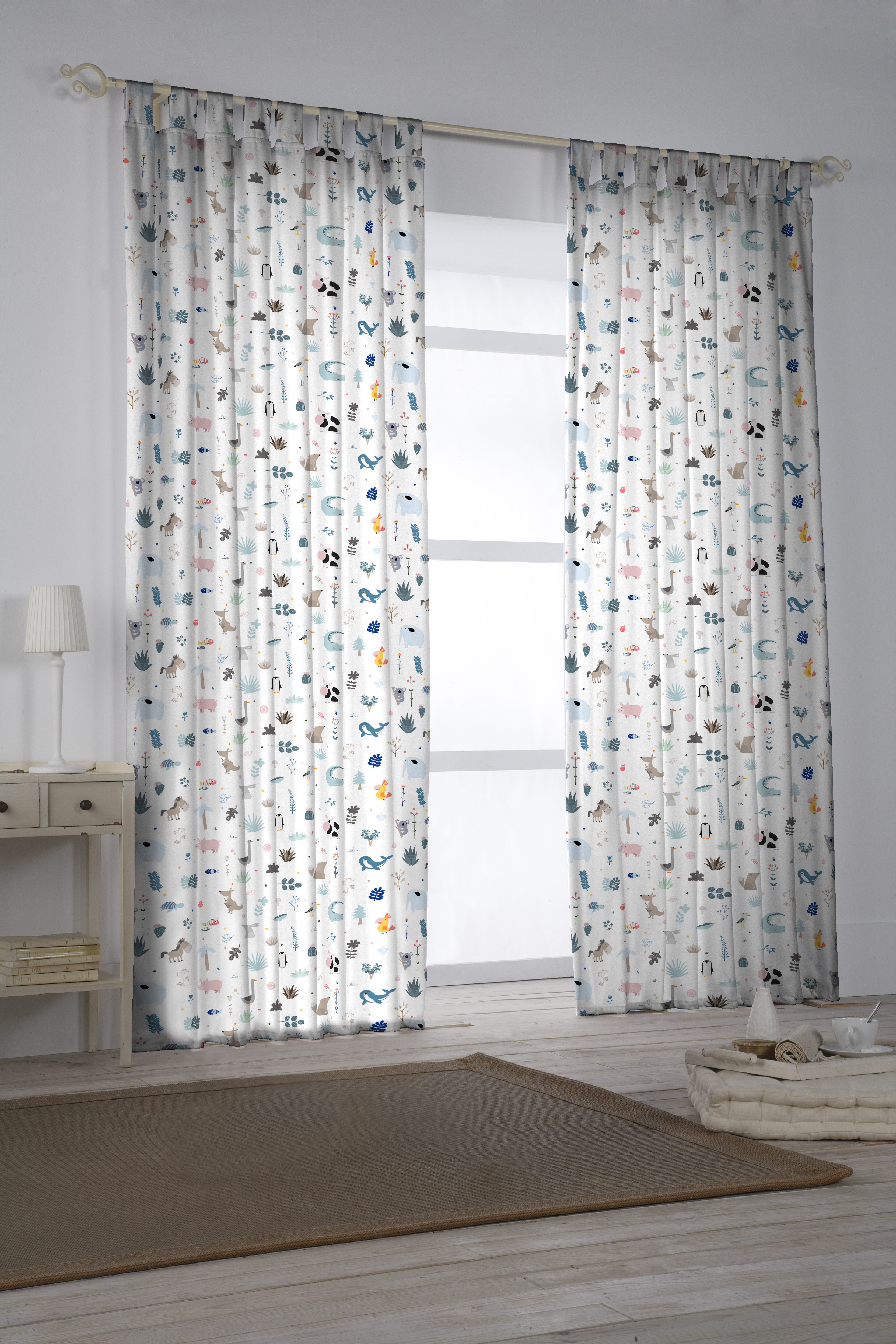 Pannello Tenda Con Stampa Cactus - 140x260 Cm, In Misto Cotone (70% Cotone, 30% Poliestere), Con 5 Passanti, Lavabile In Lavatrice