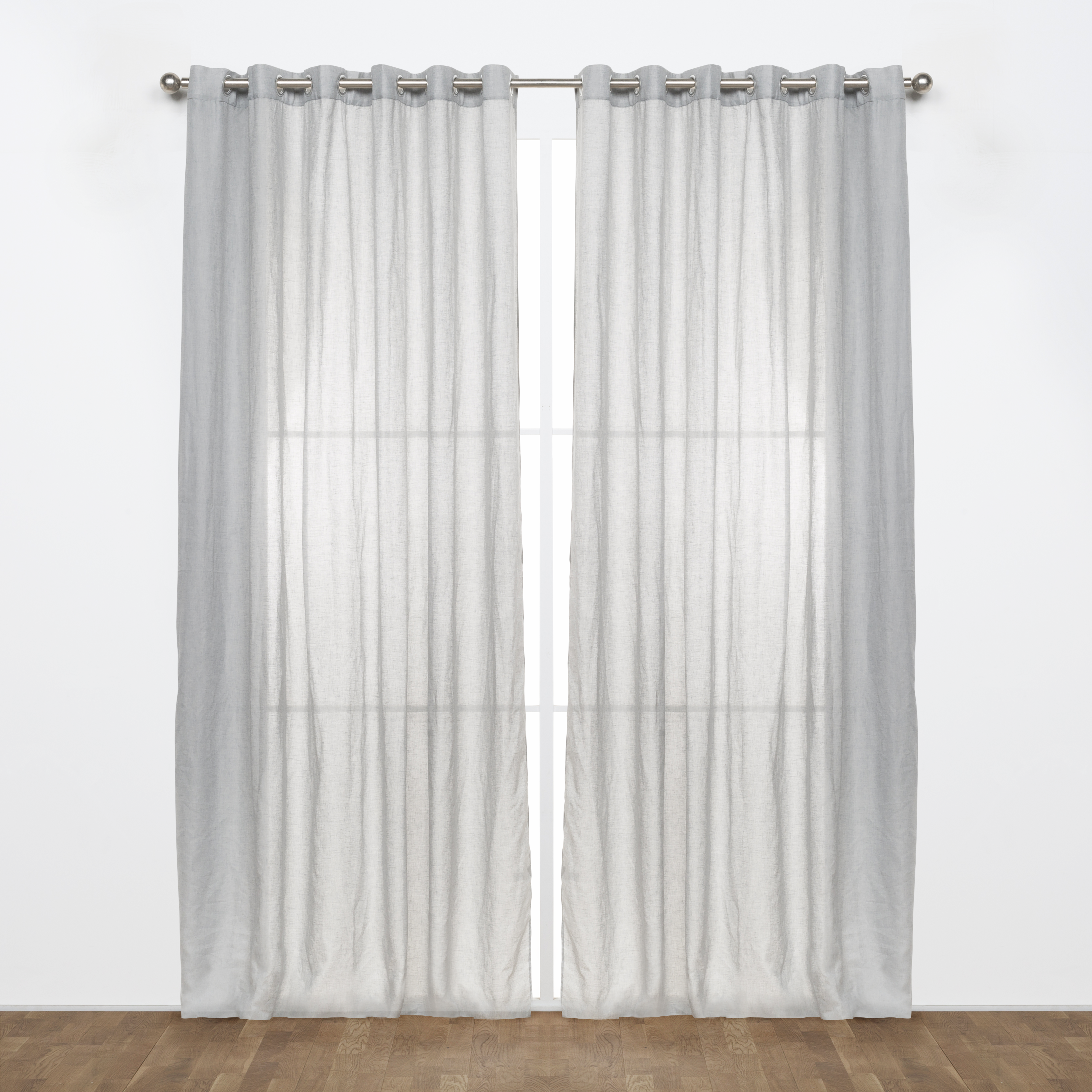 Visillo al corte lino ayden gris / plata ancho 280 cm