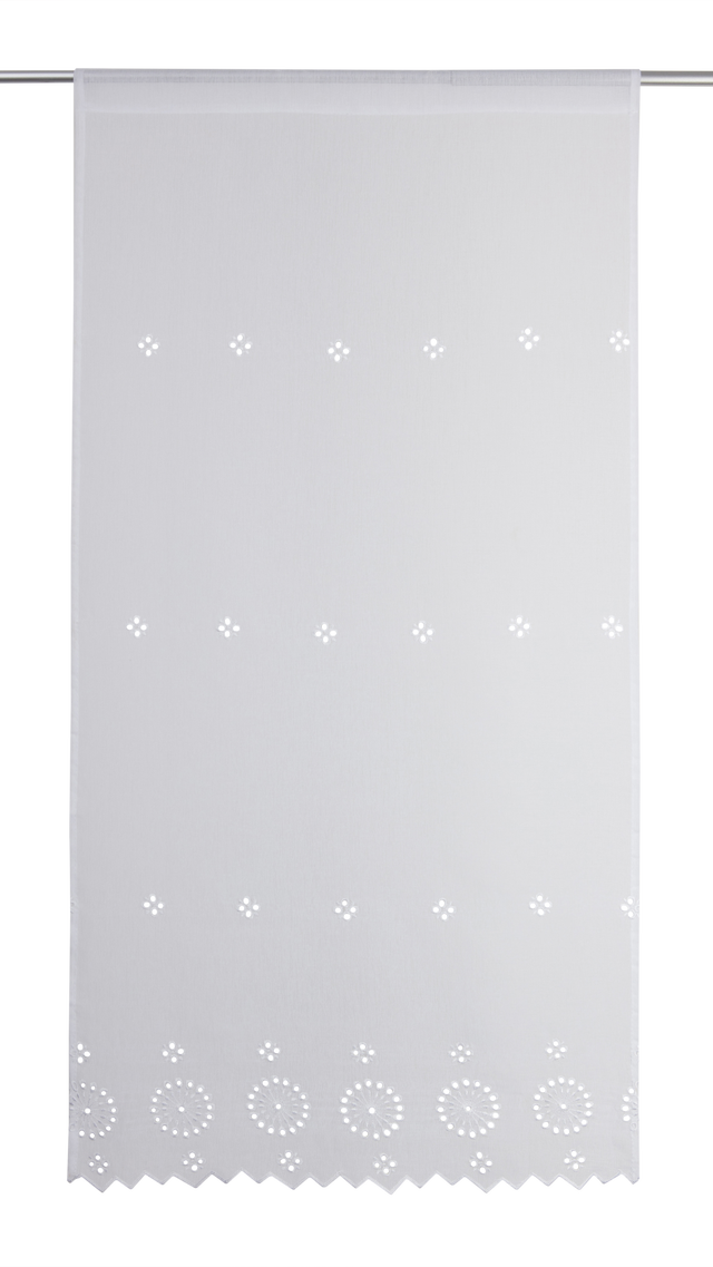 Visillo tendina pasabarras Berenice poliéster de 80x160cm flor blanco