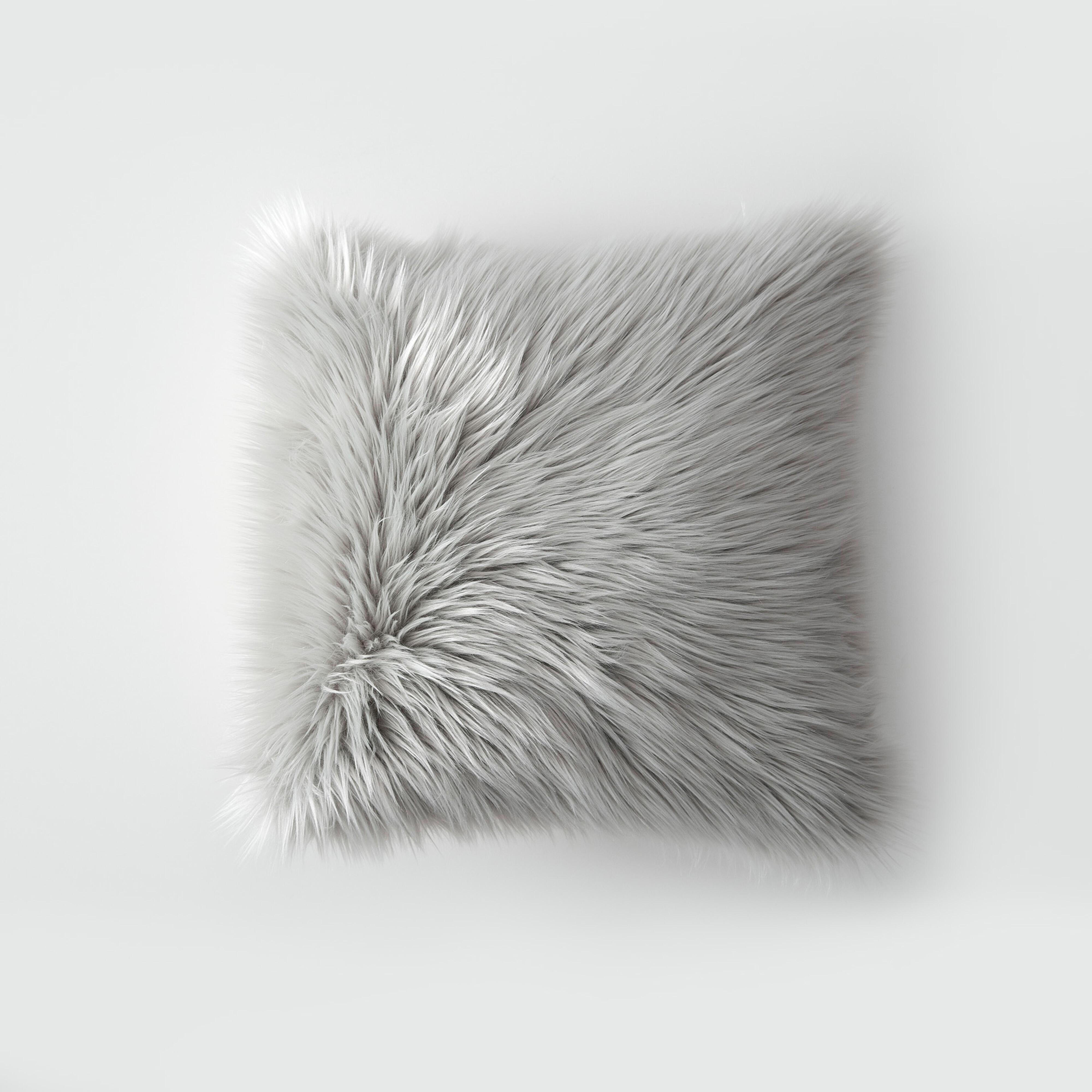 Cojín acrílico pelo largo gris 60 x 60 cm