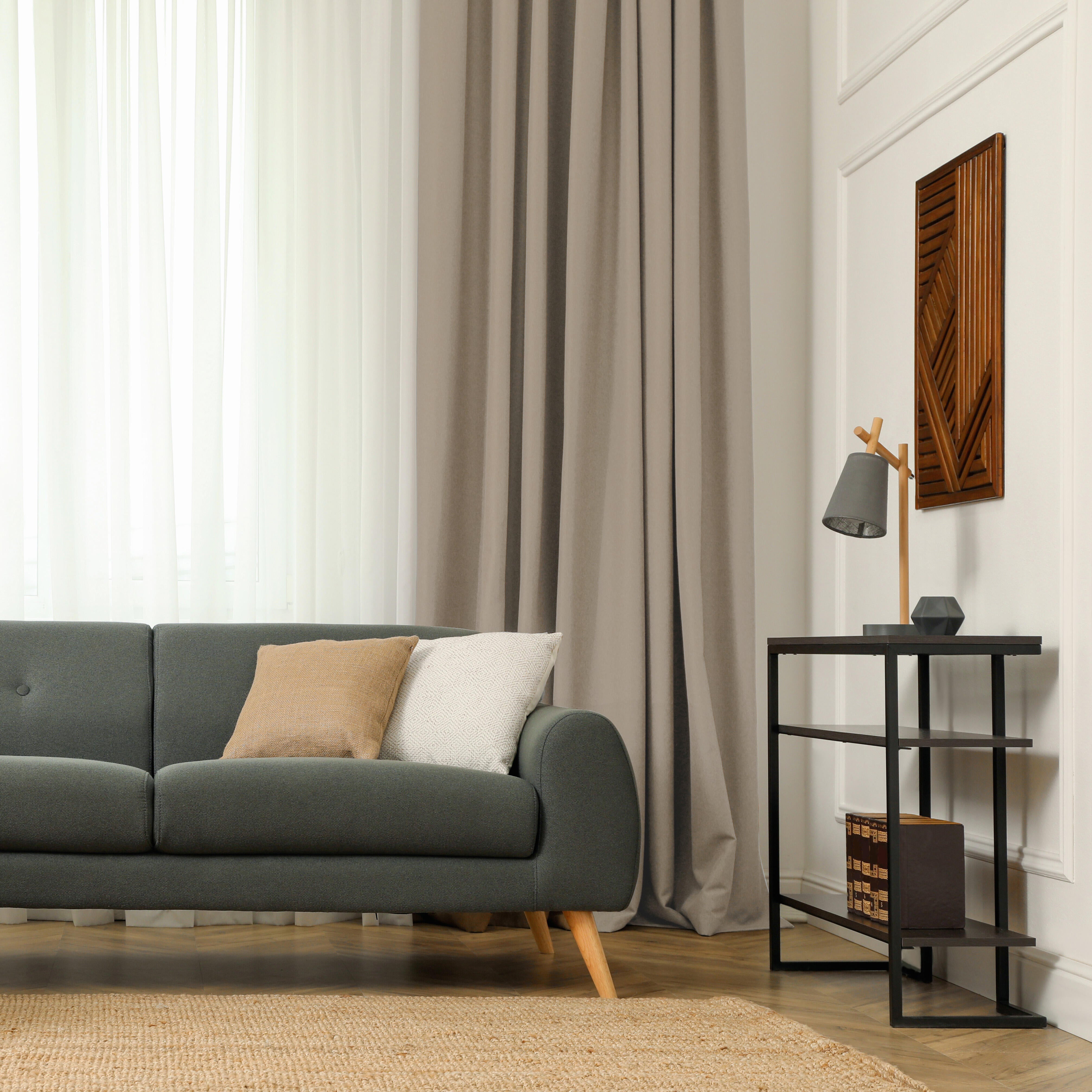Cortina ollaos Rene poliéster jacquard de 140x270cm liso beig - 17
