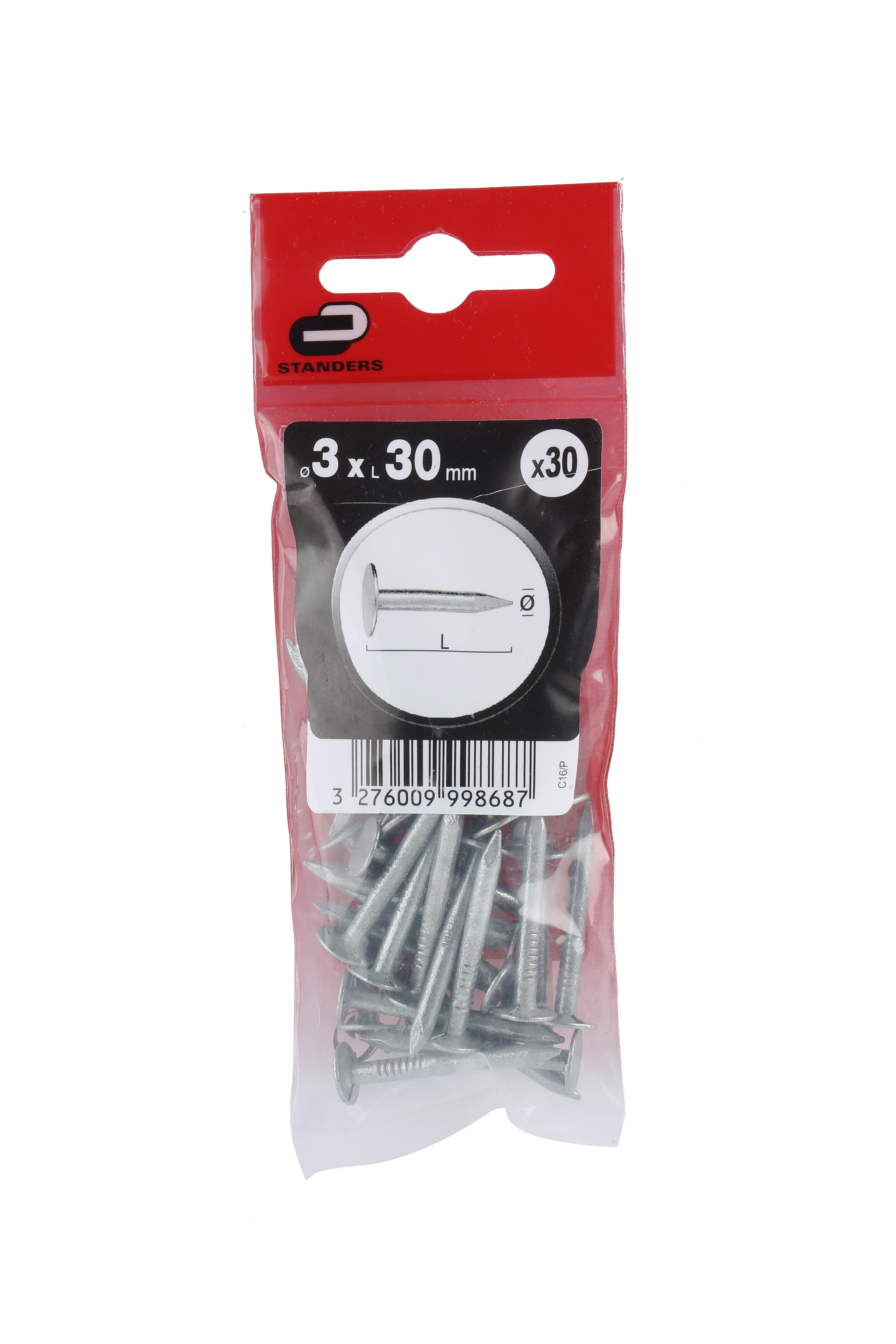 30 Pregos STANDERS CABEÇA CHATA 3.0X30 MM - 5