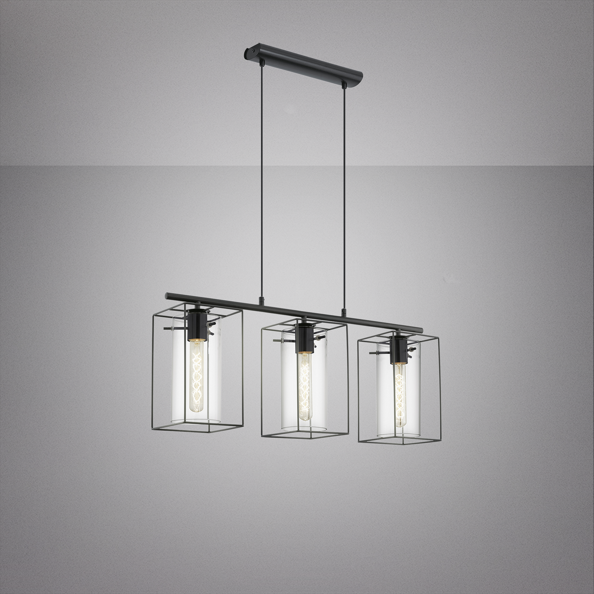 EGLO Lampadario Moderno Loncino nero paralume nero 3x E27 Ø0cm