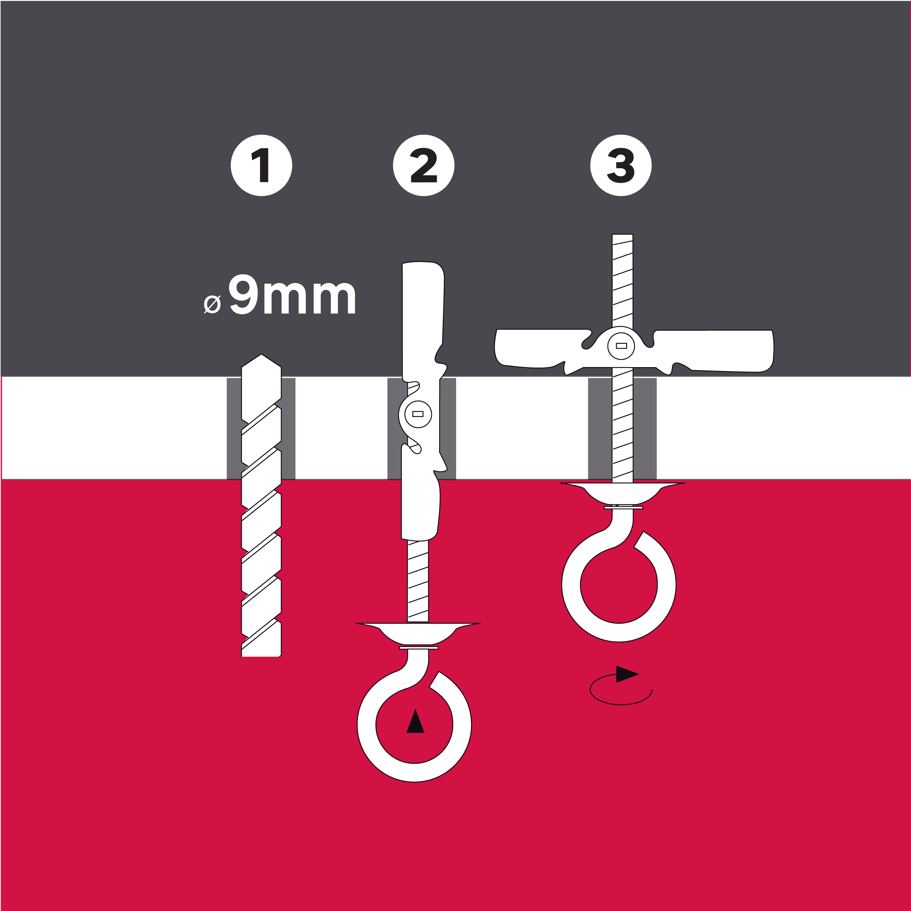 2 buchas de metal teto falso 9x49 mm + gancho 4x100 mm - 5