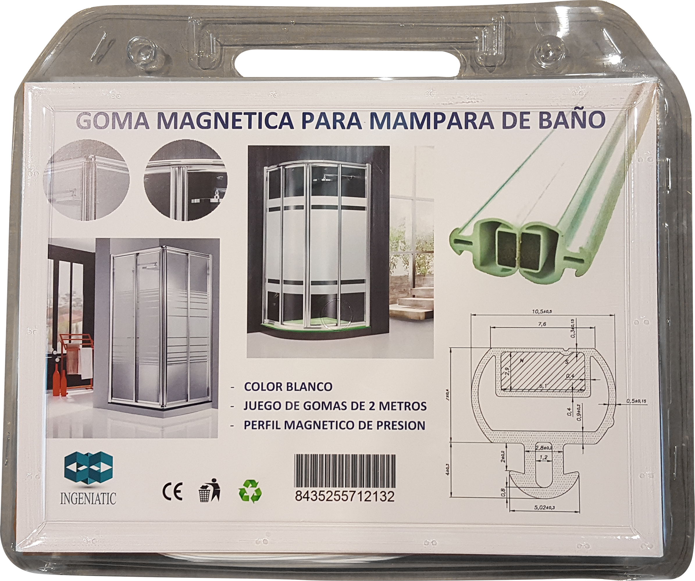 Juego Perfil magnético presión N-S blanco 200cm - 4