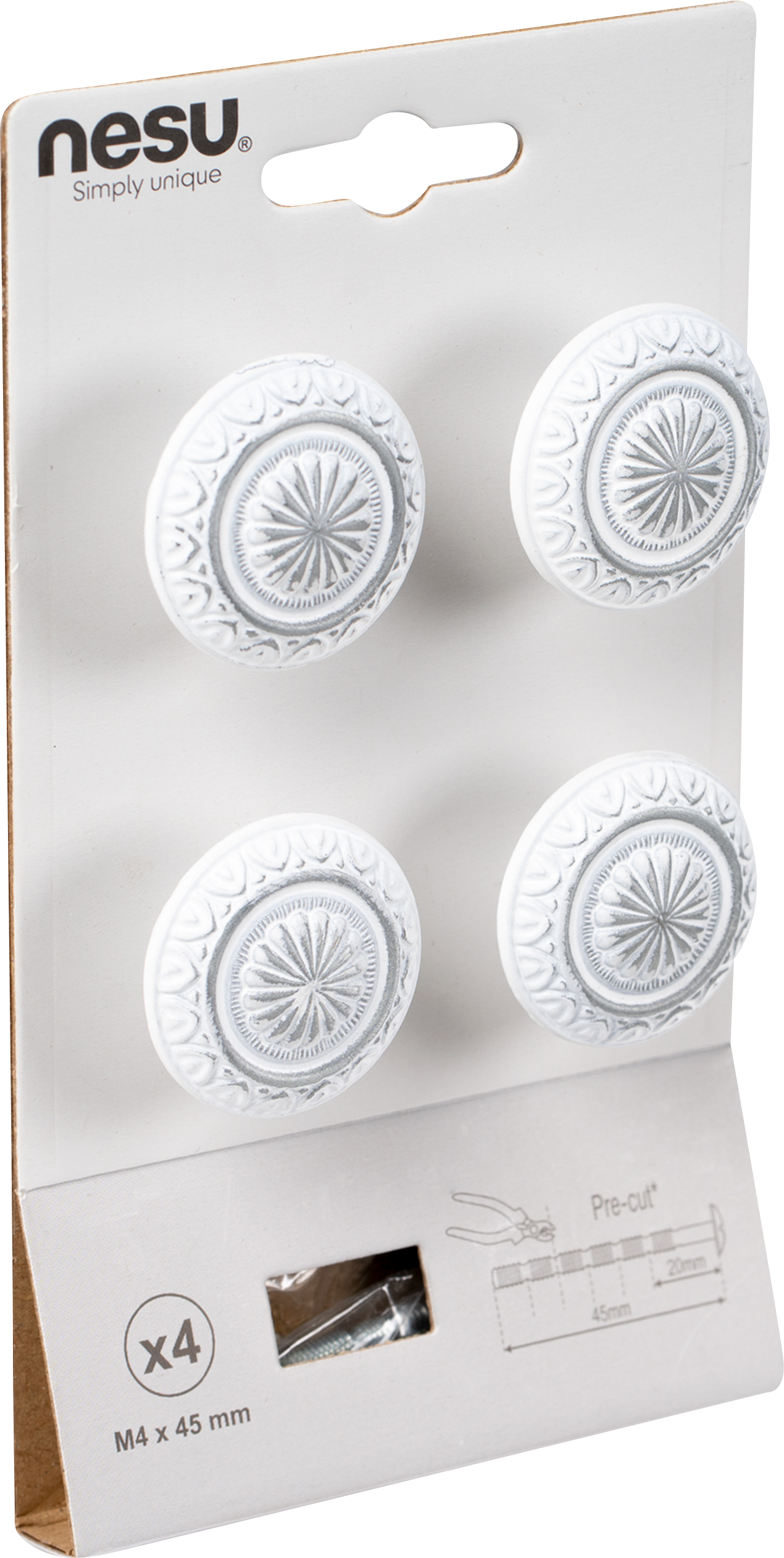 4 Puxadores para móvel zamak branco 34 mm Nesu - 5