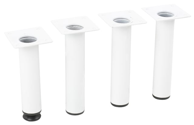 4 Pata para mueble de acero con altura regulable color blanco altura 15 cm
