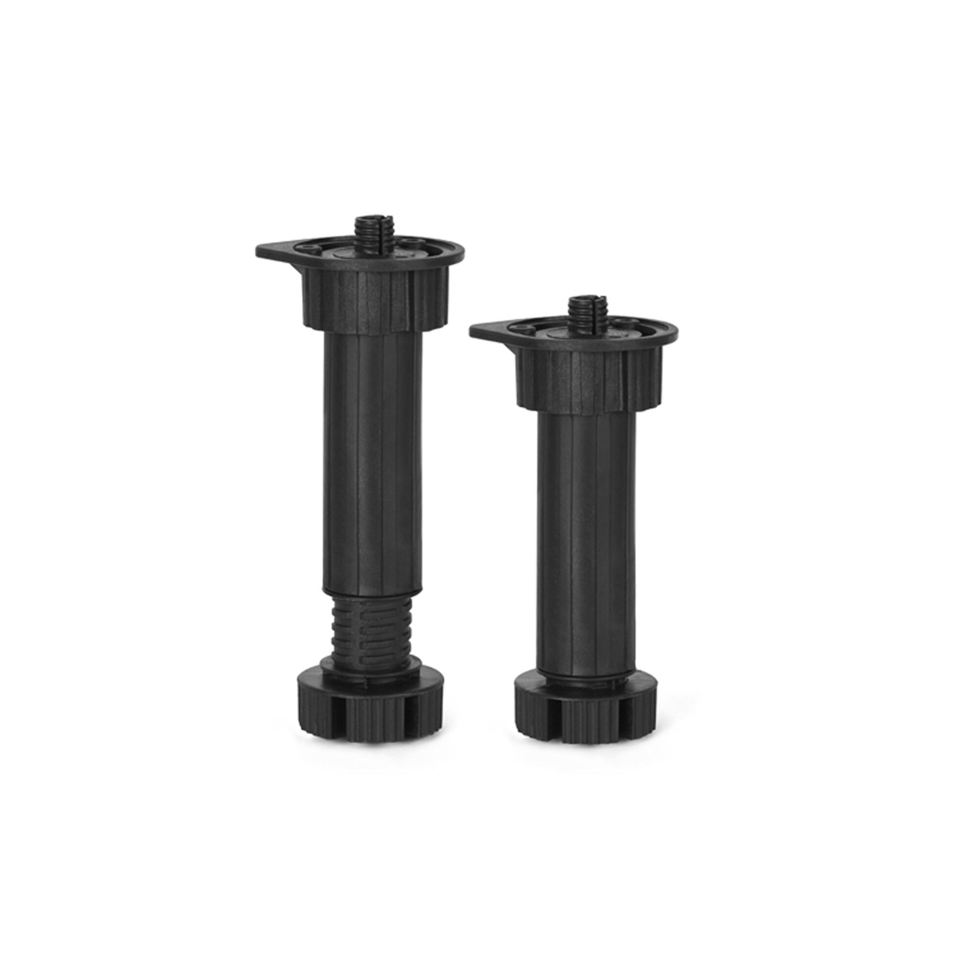 4 patas regulables de plástico para mueble hasta 17 cm color negro