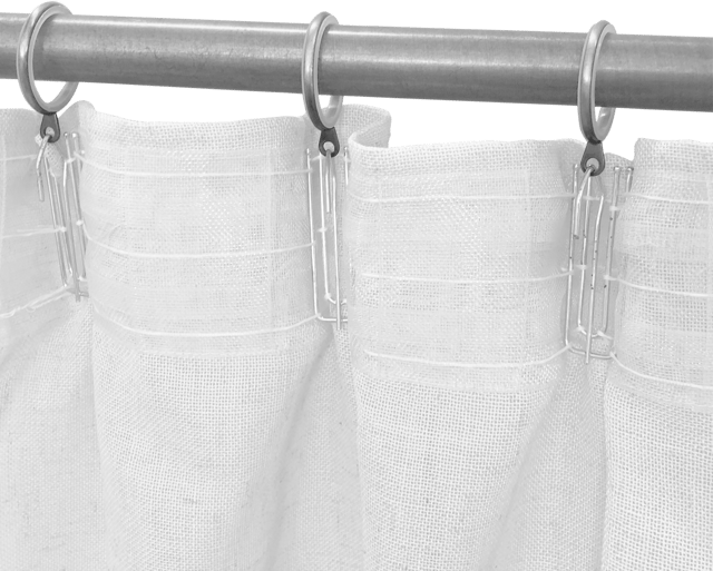 Visillo cinta fruncida, trabillas Charlina lino jacquard liso blanco INSPIRE de 140x280cm