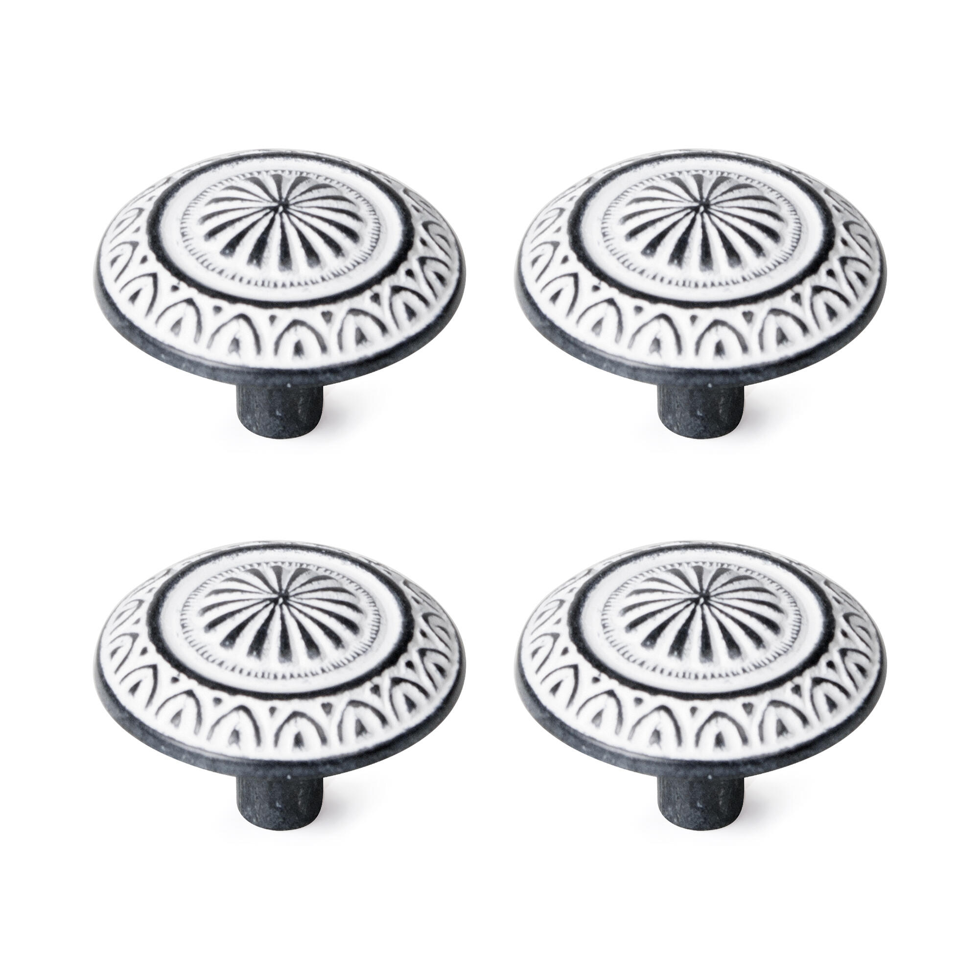 4 pomo de mueble redondo zamak negro ø 34 mm