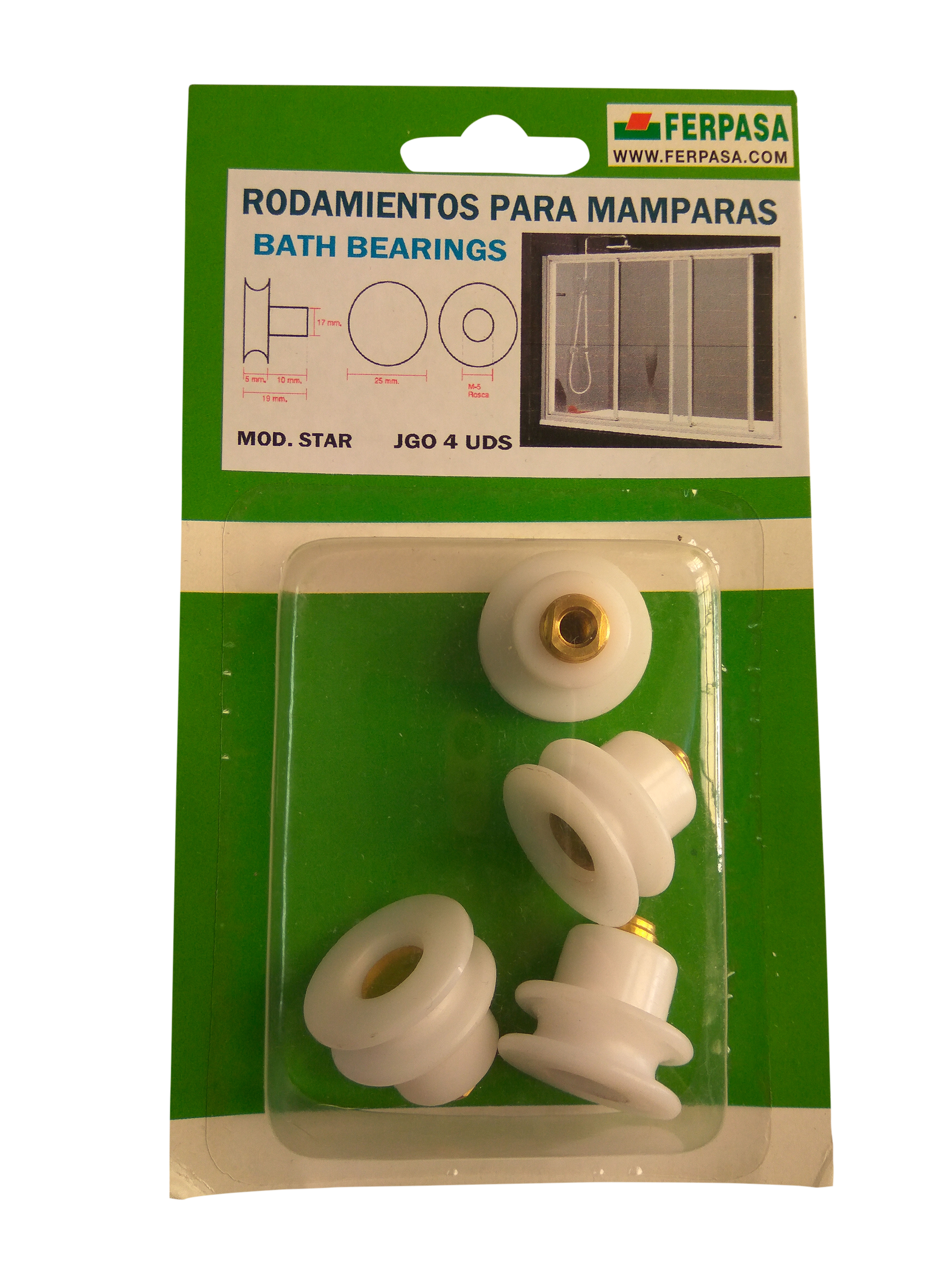 Rodamiento para ventana de pvc 25x25 mm - 2