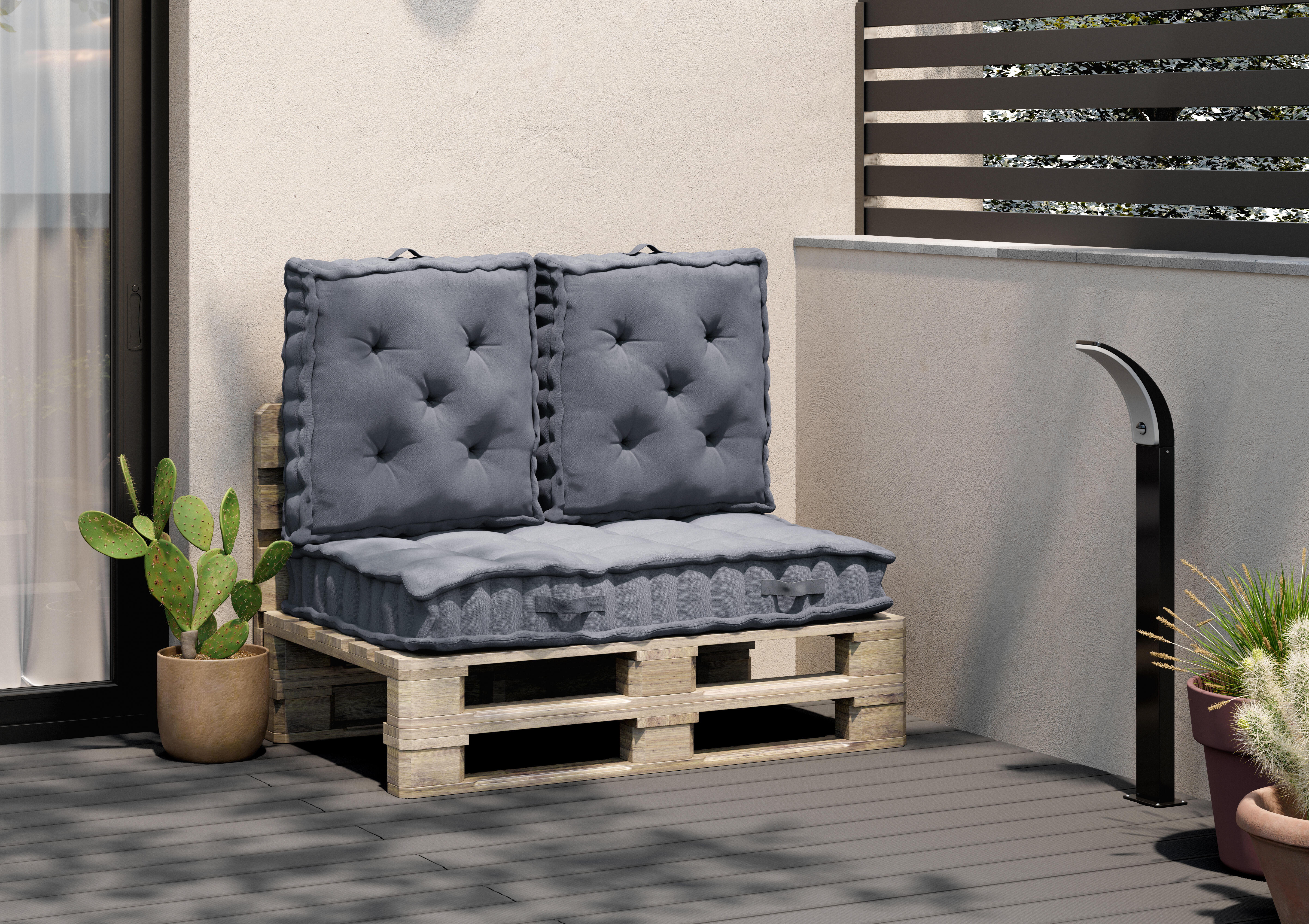 Cojín de suelo exterior/interior INSPIRE Luck gris granito 60x60x13cm - 15