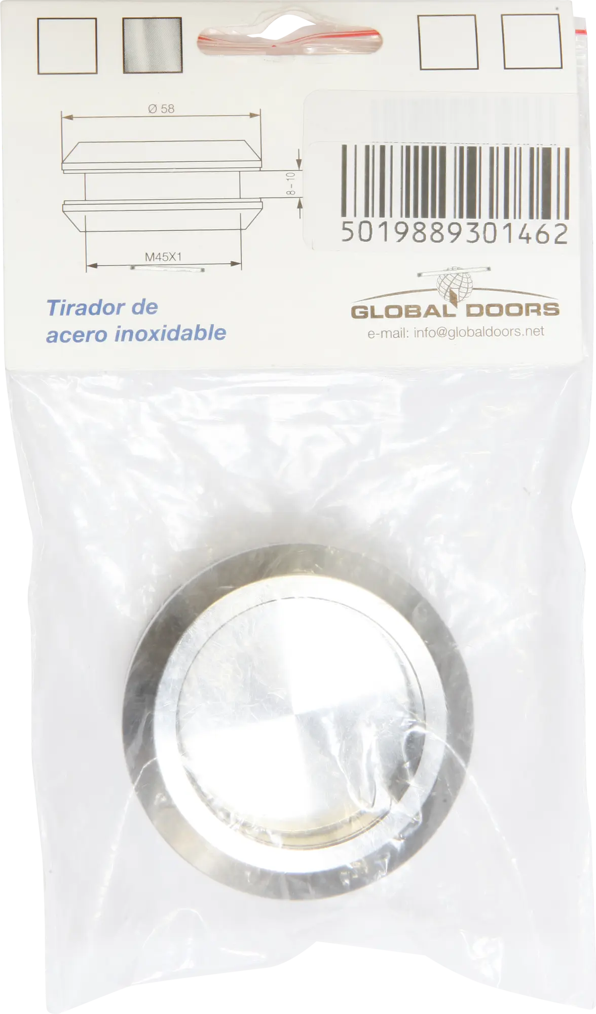 Tirador para puerta de cristal GOLBAL DORS inoxidable satinado 58 mm - 2