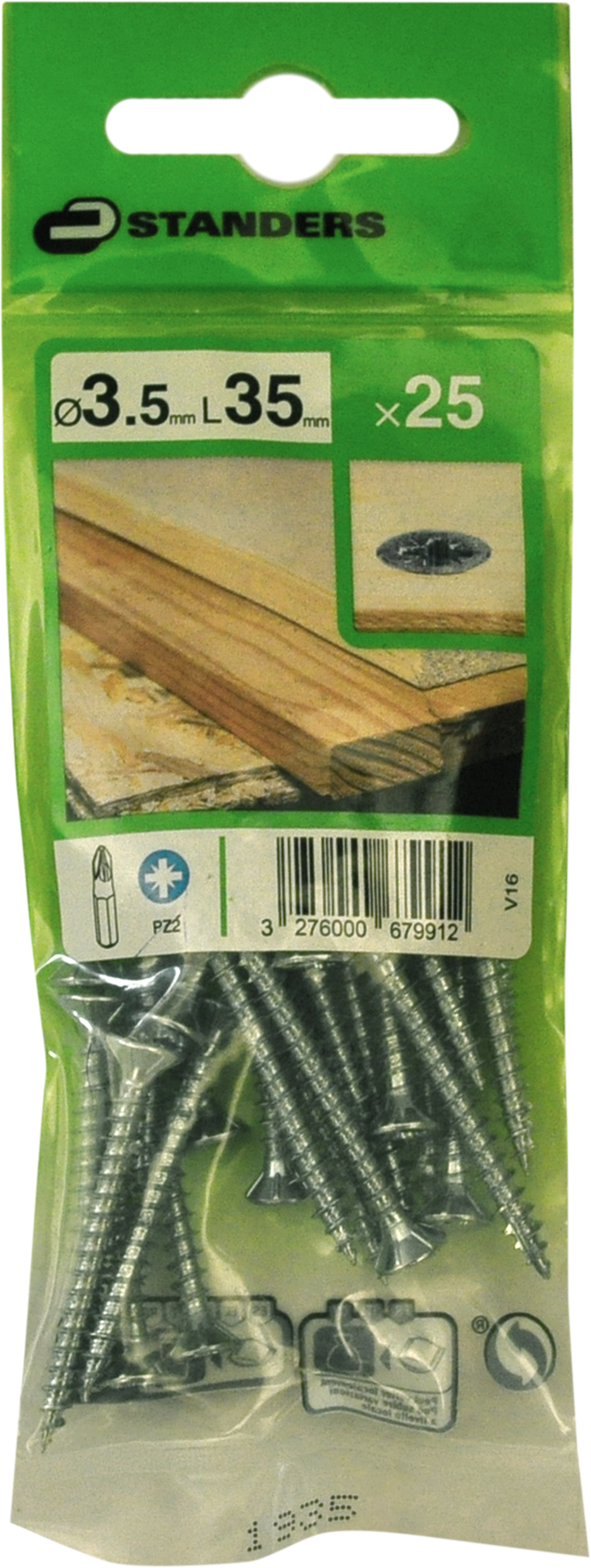 25 Tornillo para madera STANDERS pozidriv con cabeza avellanada, ø 3.5 x L.35 mm - 4