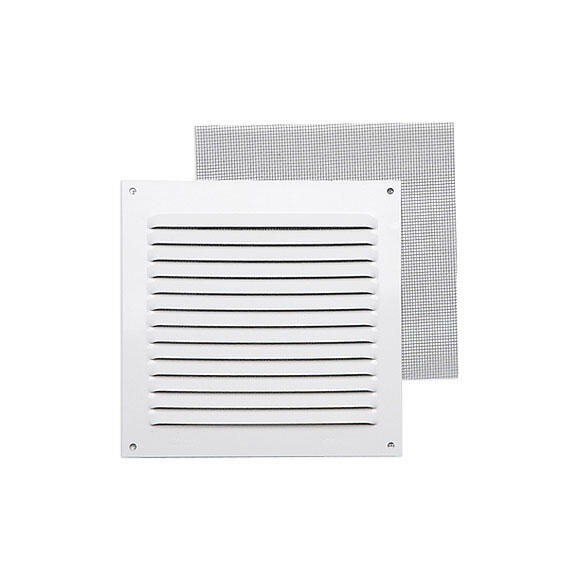 Grelha ventilação 15x15cm s/b com mosqueteira lacado branco