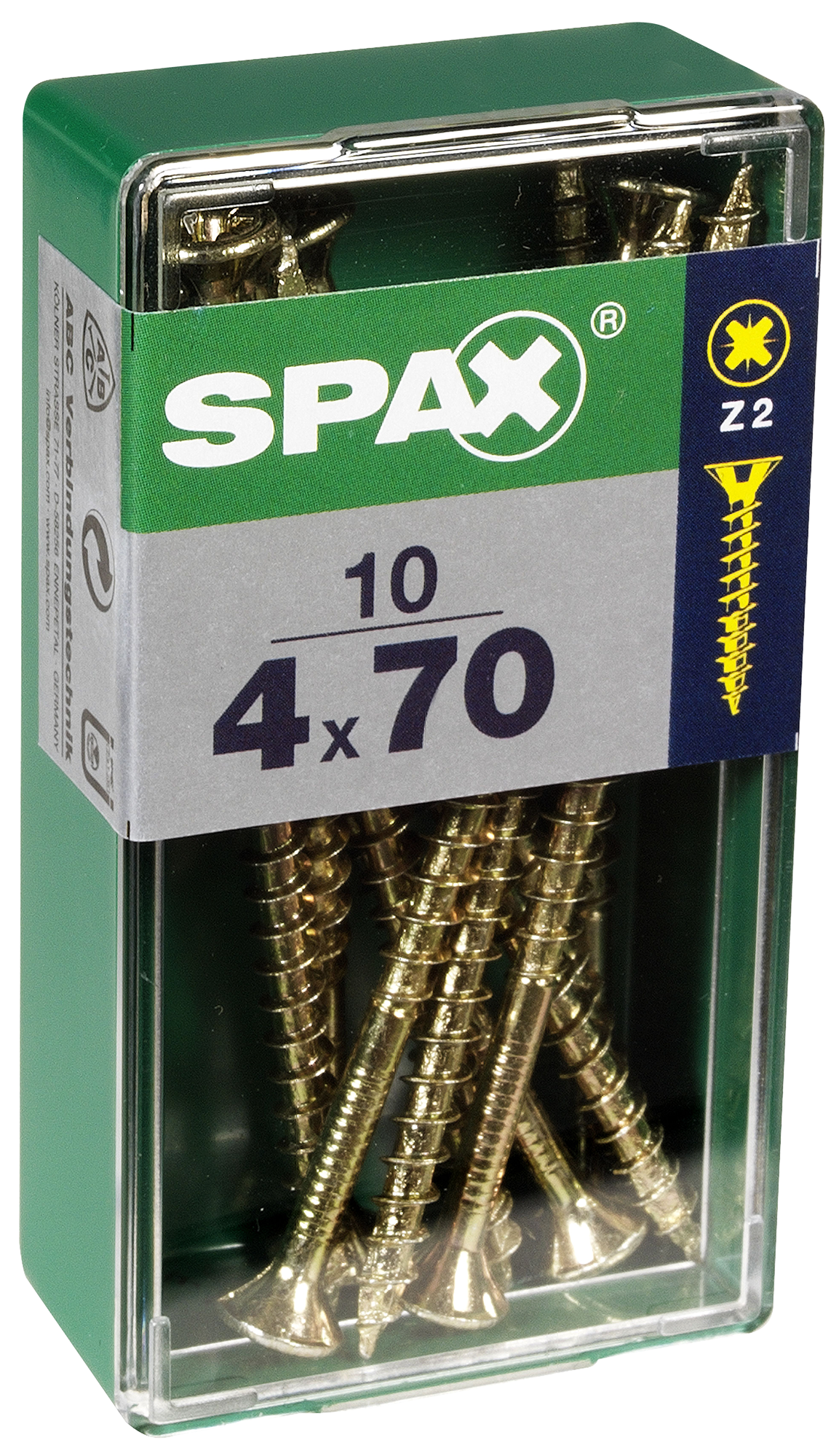 10 Tornillo para madera SPAX pozidriv con cabeza avellanada, ø 4 x L. 70 mm - 4