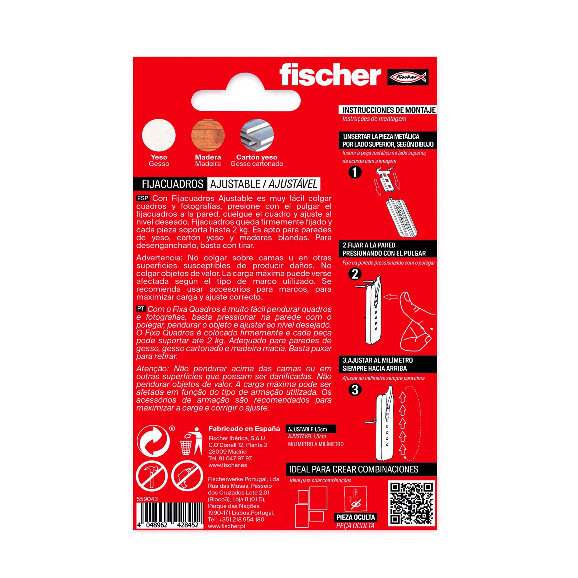 2 Fijacuadros ajustables blancos Fischer - 6
