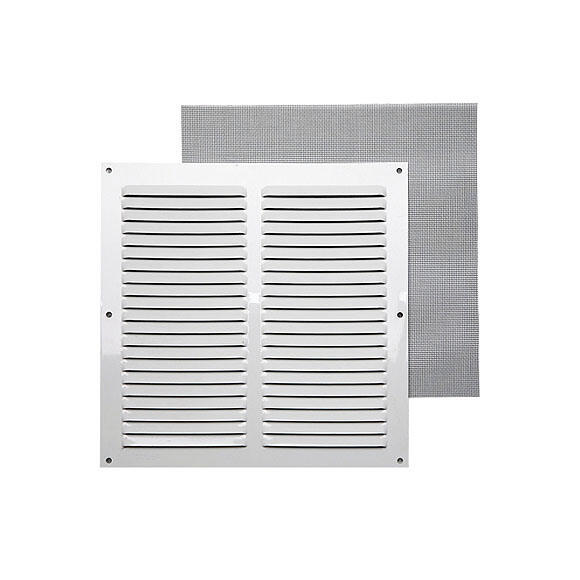 Grelha ventilação 25x25cm s/b com mosqueteira lacado branco