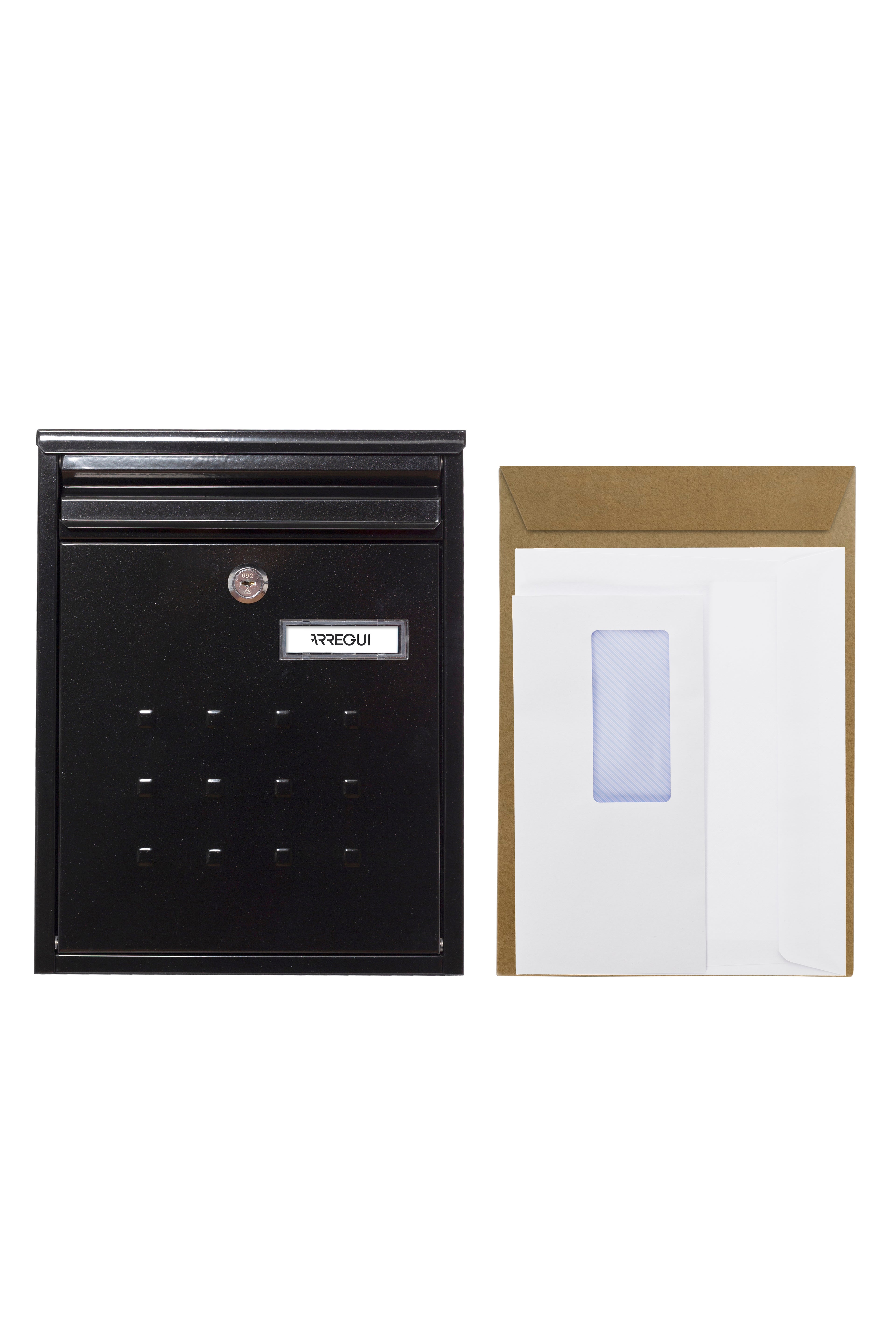 Buzón de correo de acero en negro de 32x25x8 cm - 3