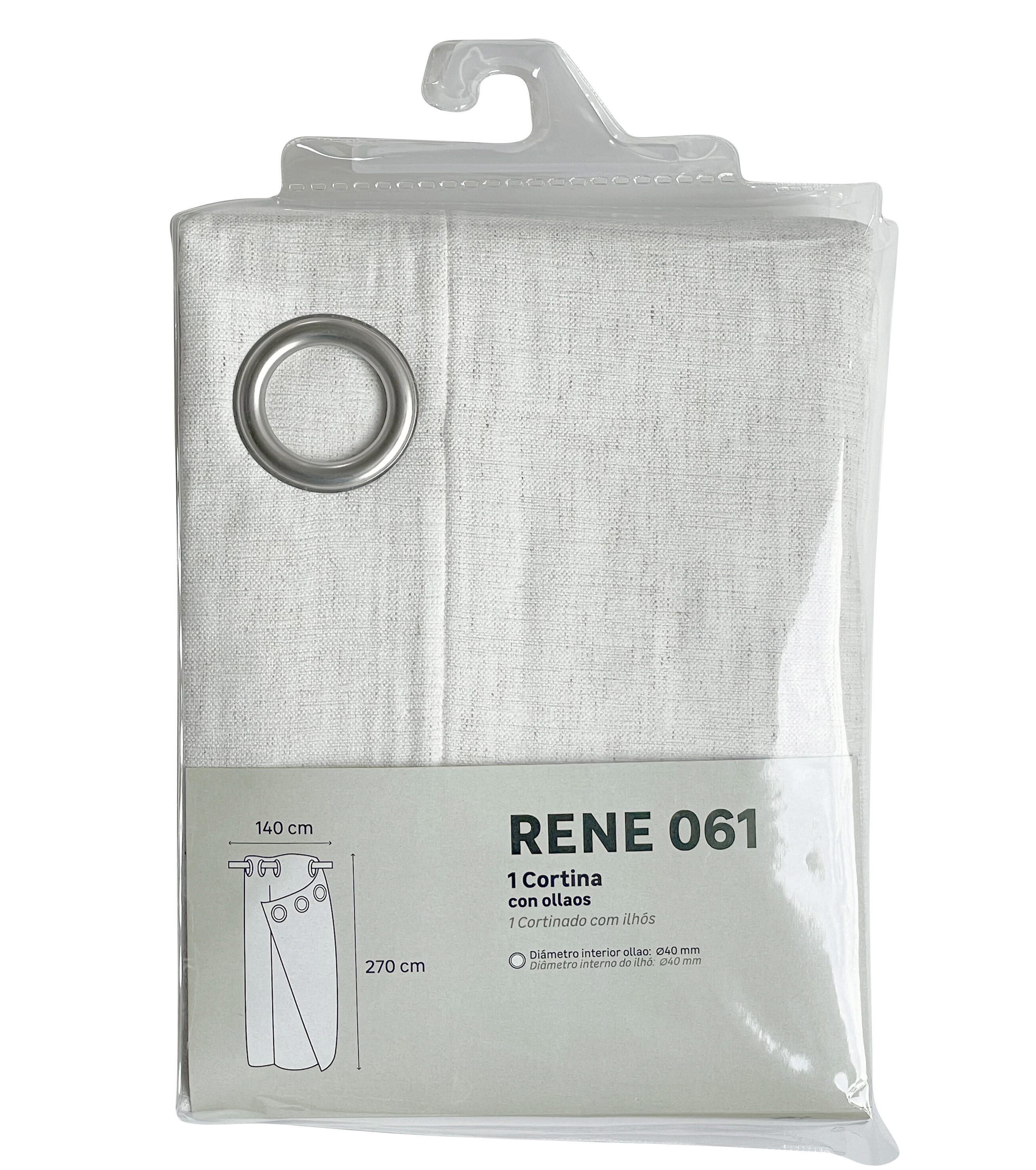 Cortina ollaos Rene poliéster jacquard de 140x270cm liso beig - 10