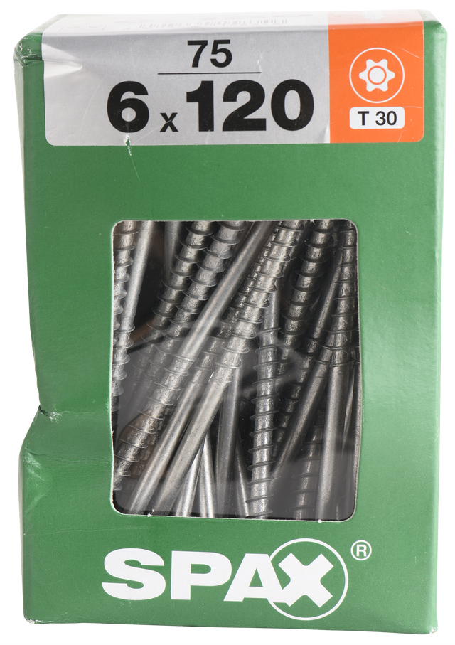 75 tornillo SPAX t-star+ con cabeza fresada, ø 6mm y 120 mm