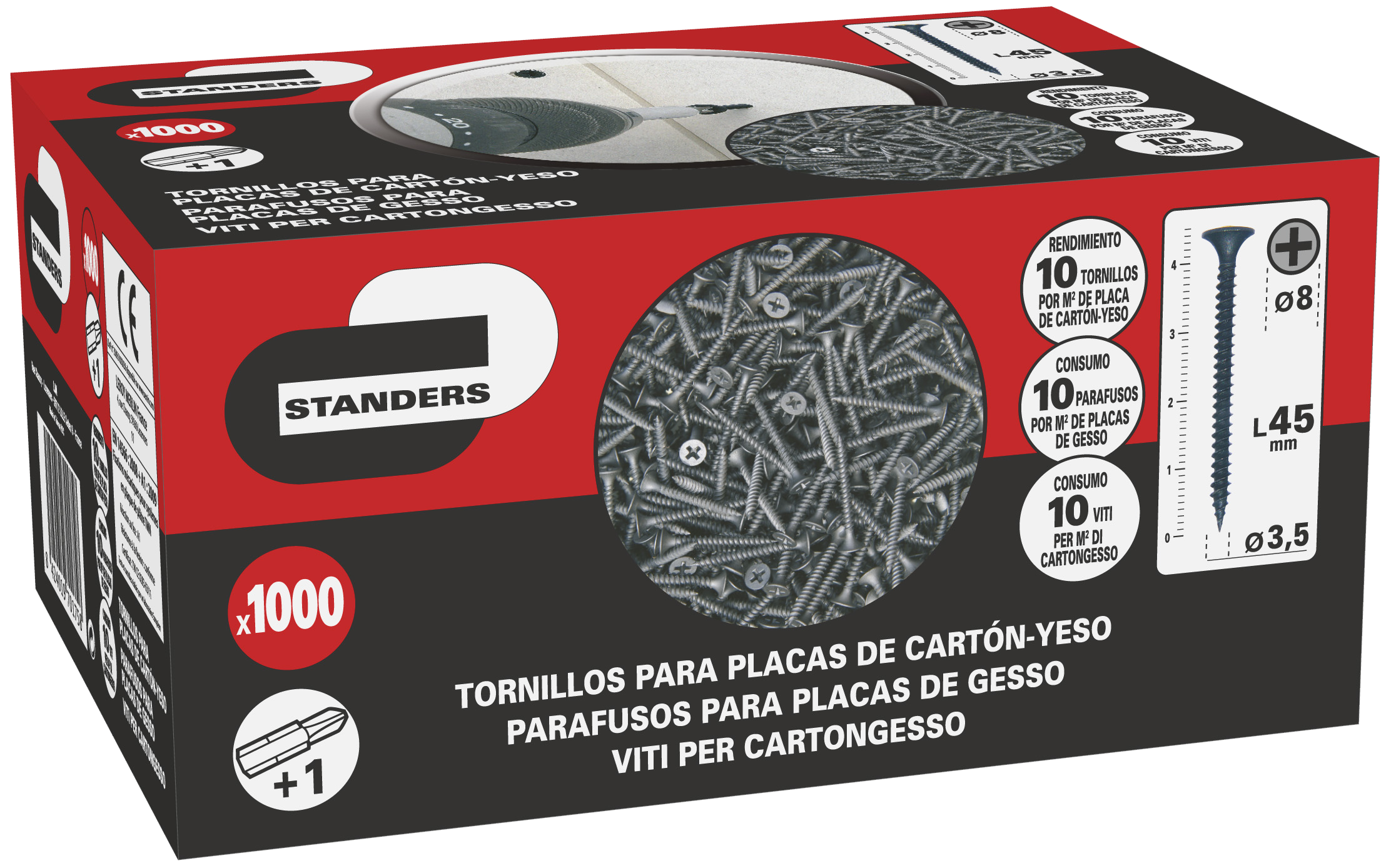 Parafusos para placas de gesso STANDERS TTPC 45MM (CAIXA 1000UN) - 2