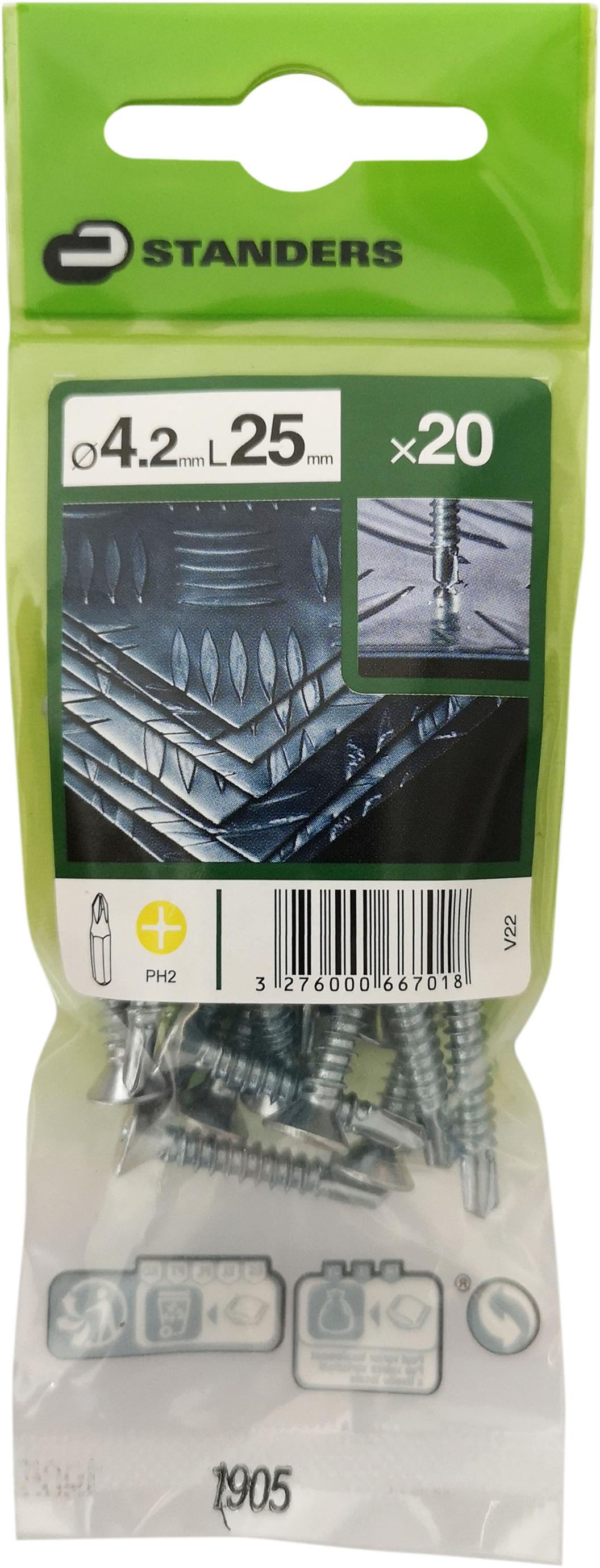20 Tornillo para metal STANDERS phillips con cabeza avellanada, ø 4.2 x L. 25 mm - 4