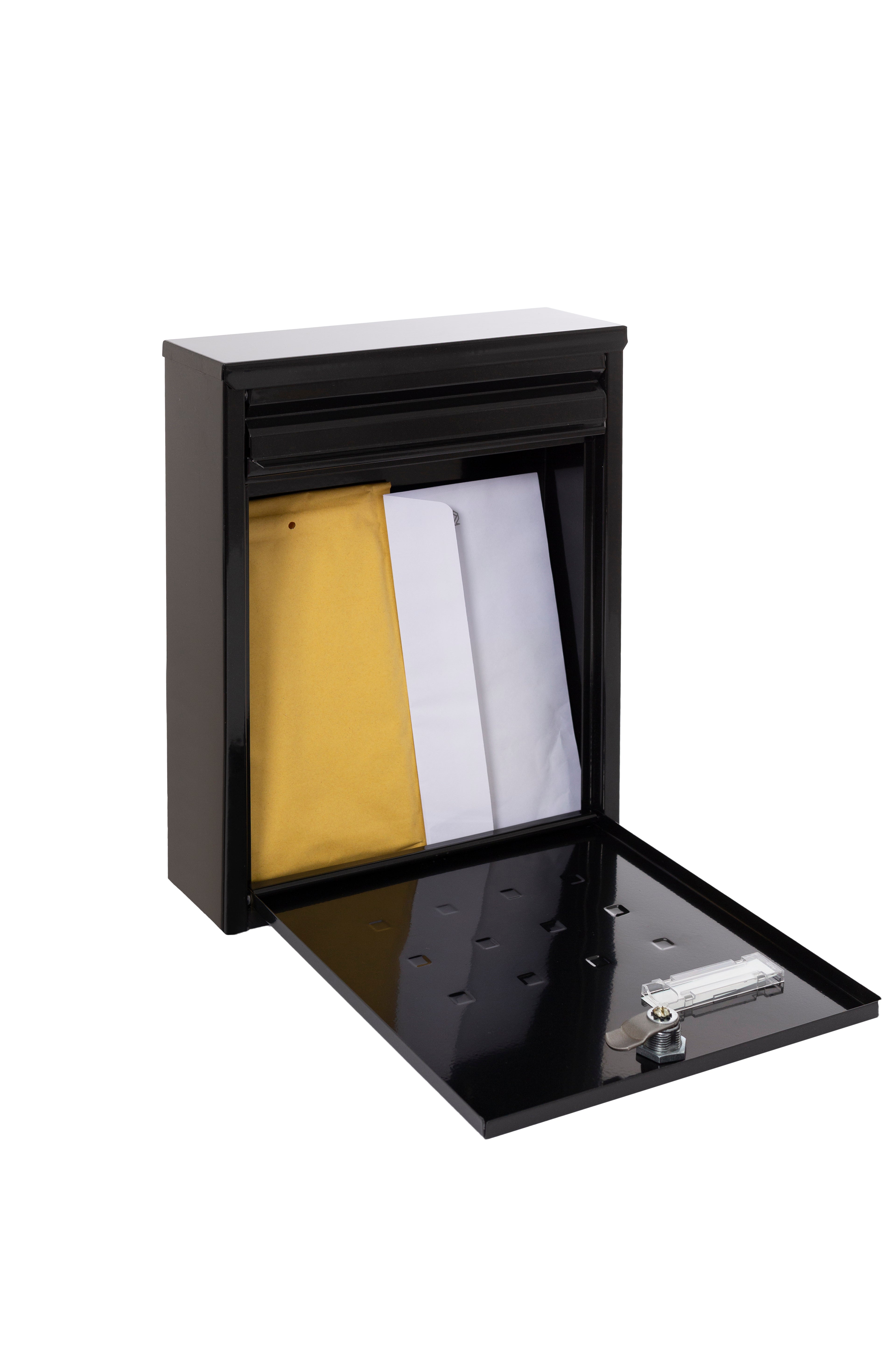 Buzón de correo de acero en negro de 32x25x8 cm - 2