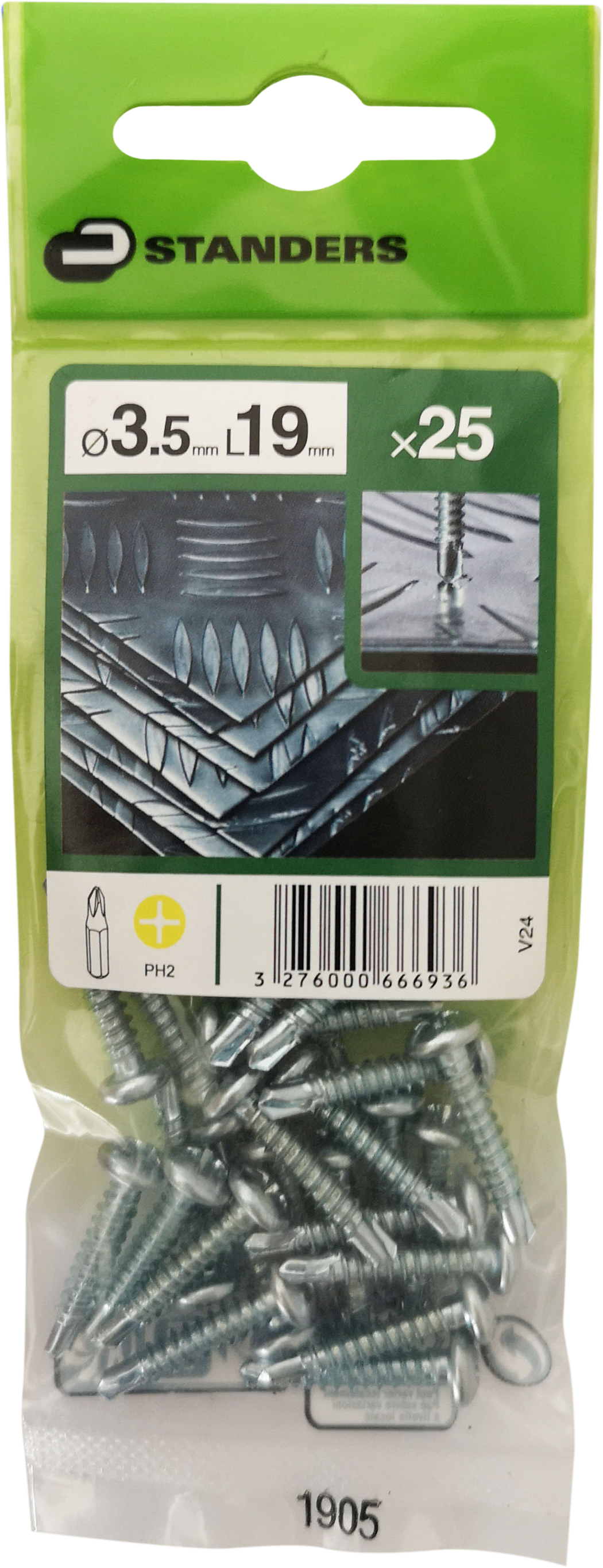25 Tornillo para metal STANDERS phillips con cabeza abombada, ø 3.5 x L. 19 mm - 3