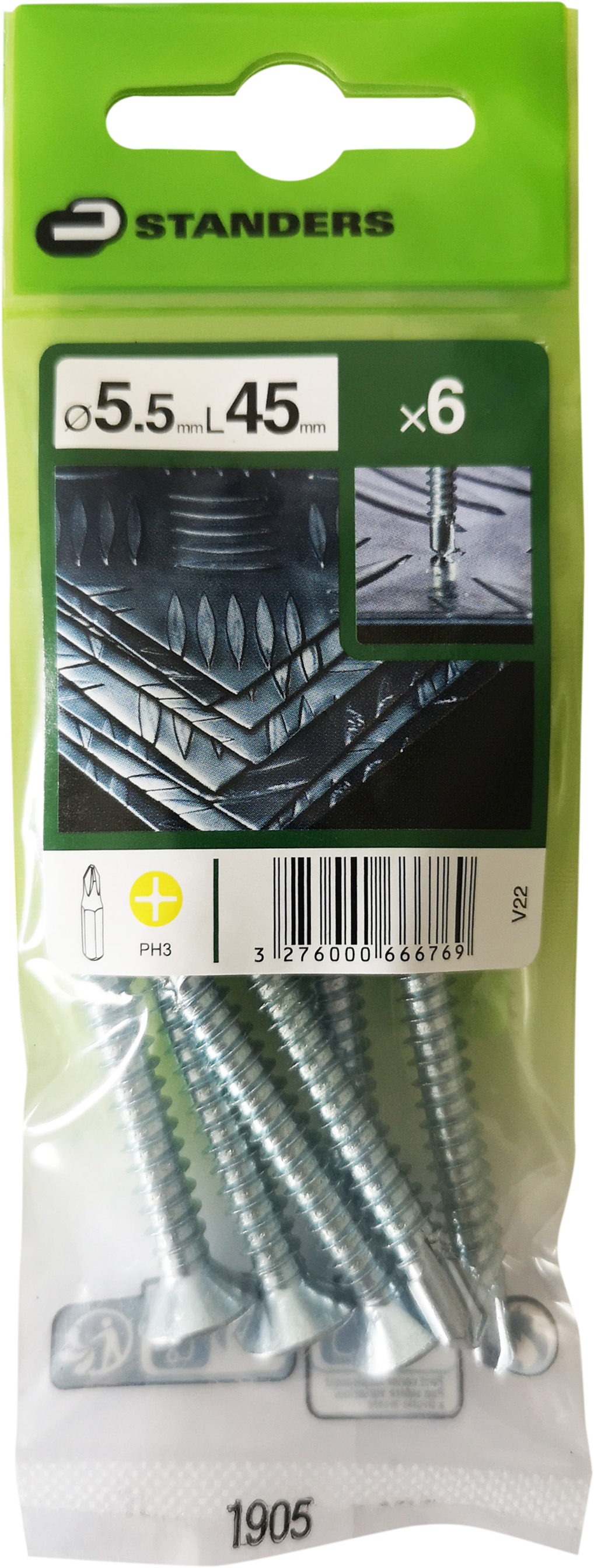 6 Tornillo para metal STANDERS phillips con cabeza avellanada, ø 5.5 x L. 45 mm - 4